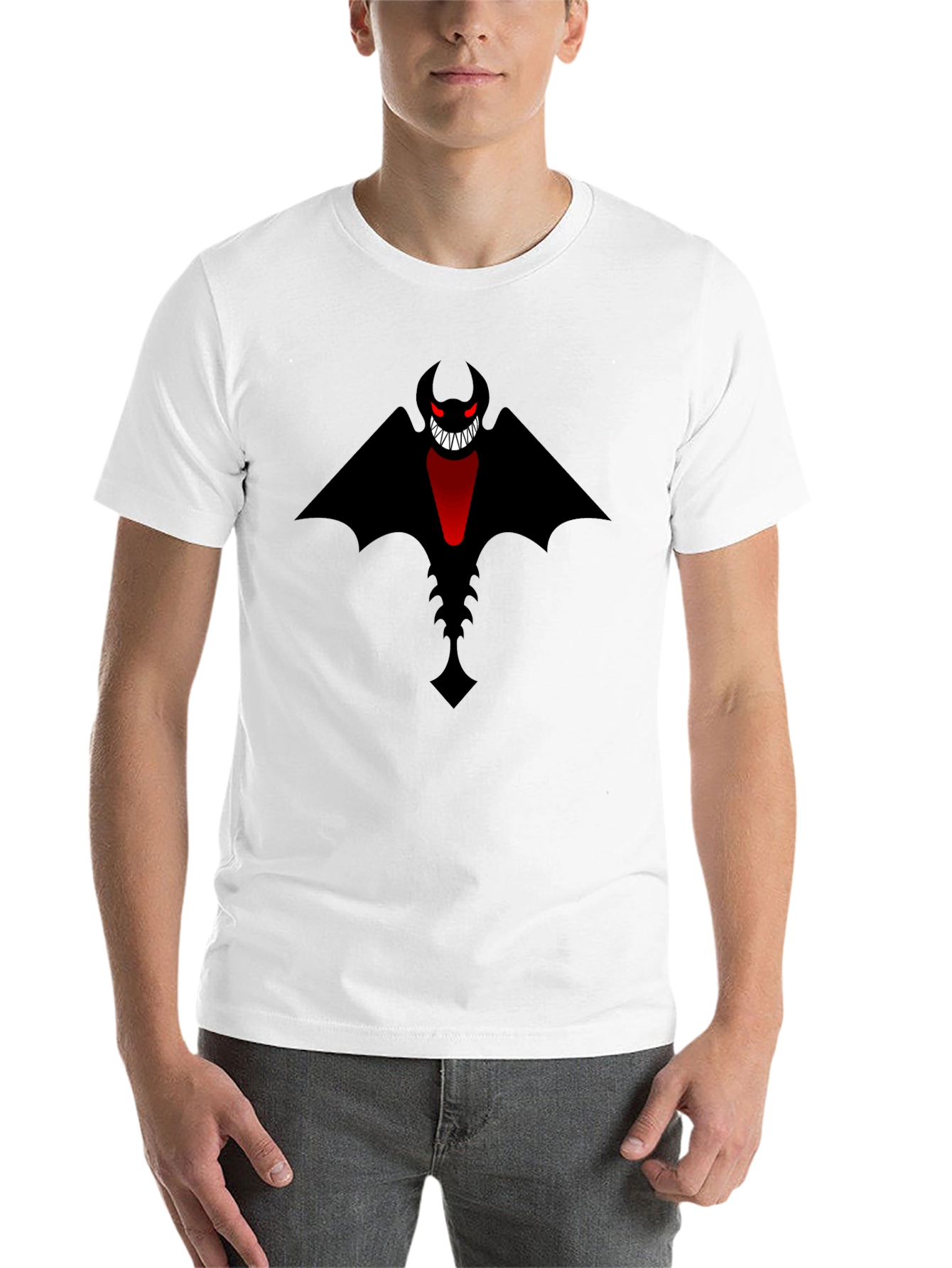 Black Men's Black T-Shirt - Bat Devil Graphic Tee view 14