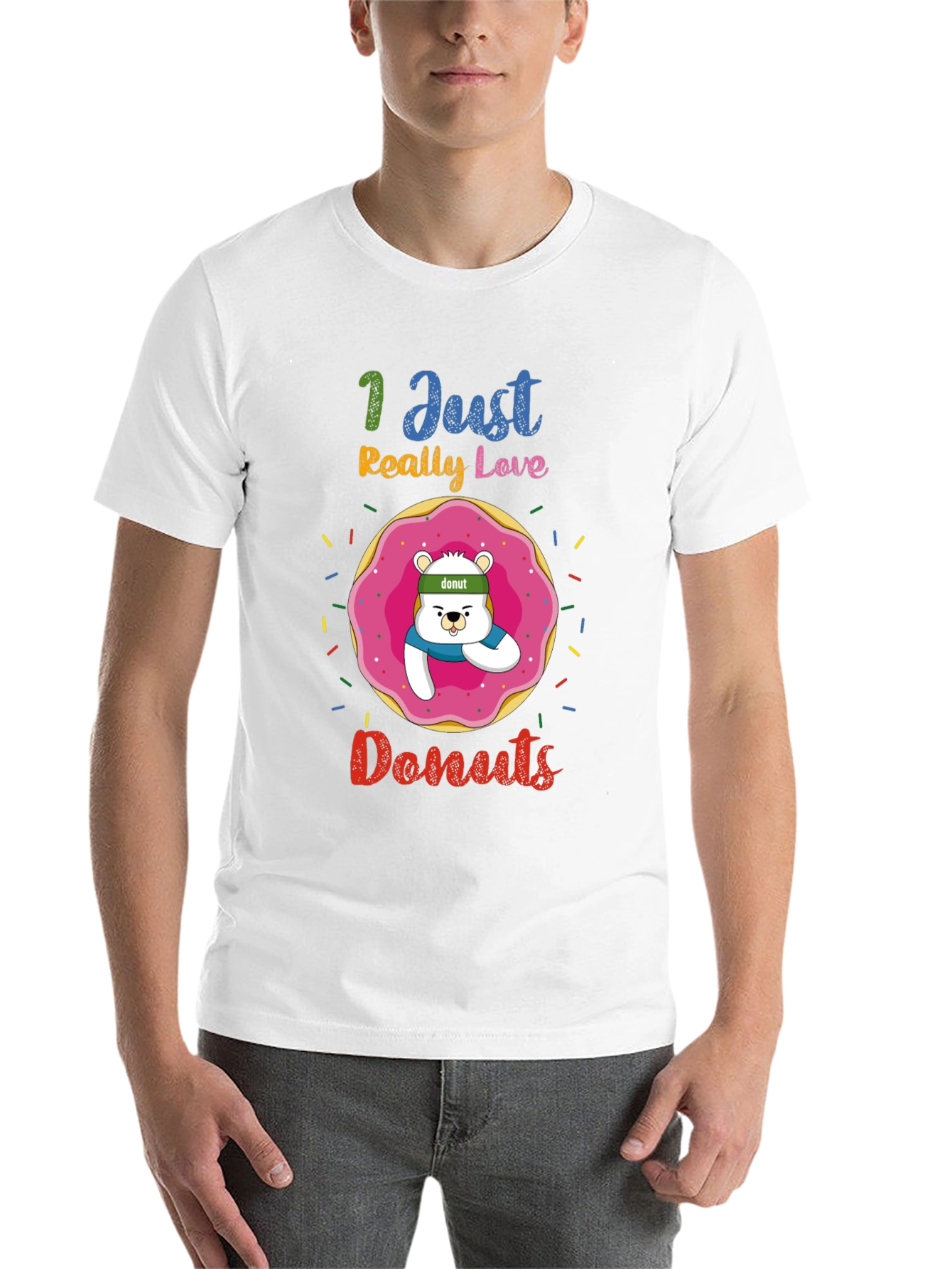 Black I Just Really Love Donuts Funny Graphic Tee view 14