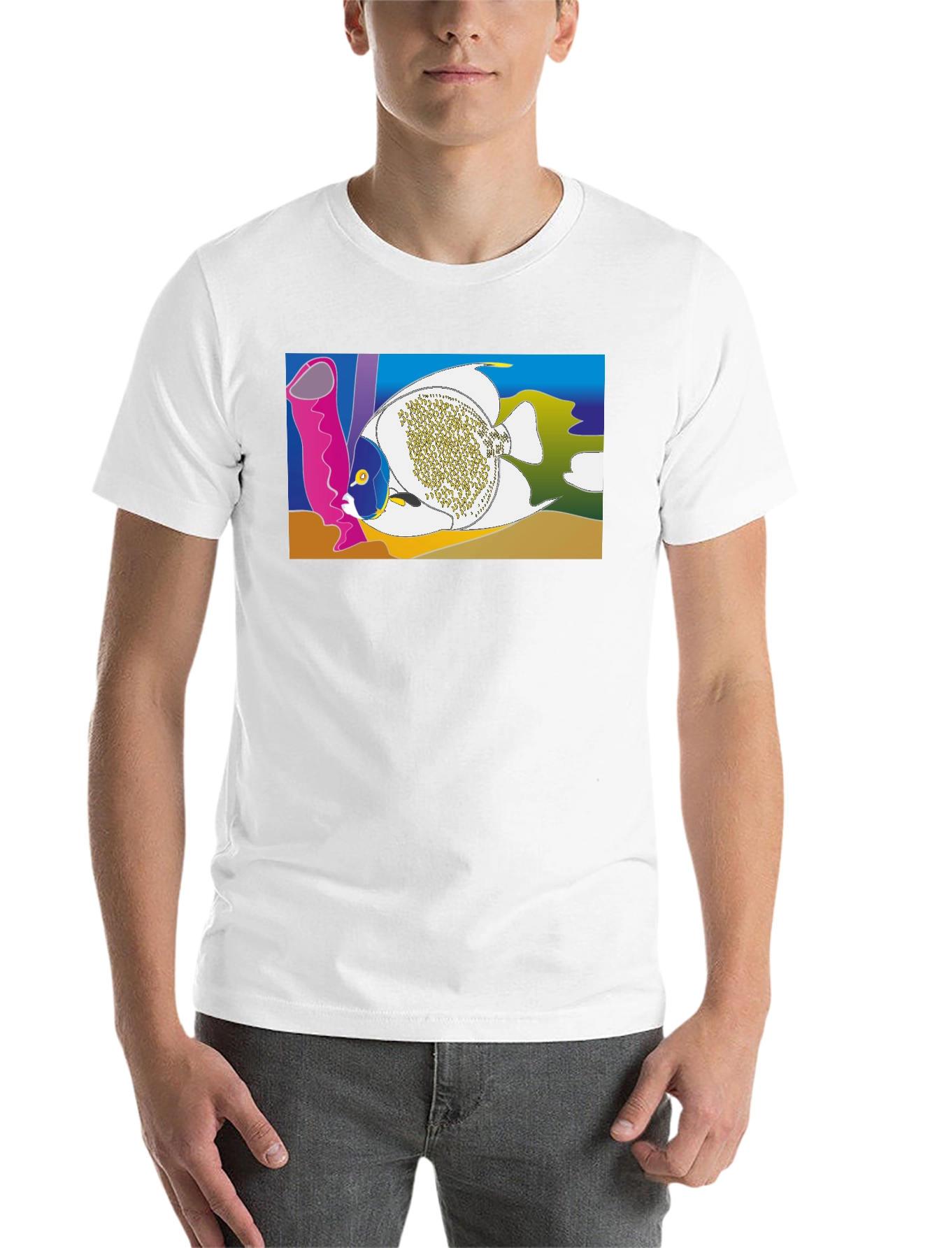 Black Tropical Fish Graphic T-Shirt - Black Crew Neck Tee view 14