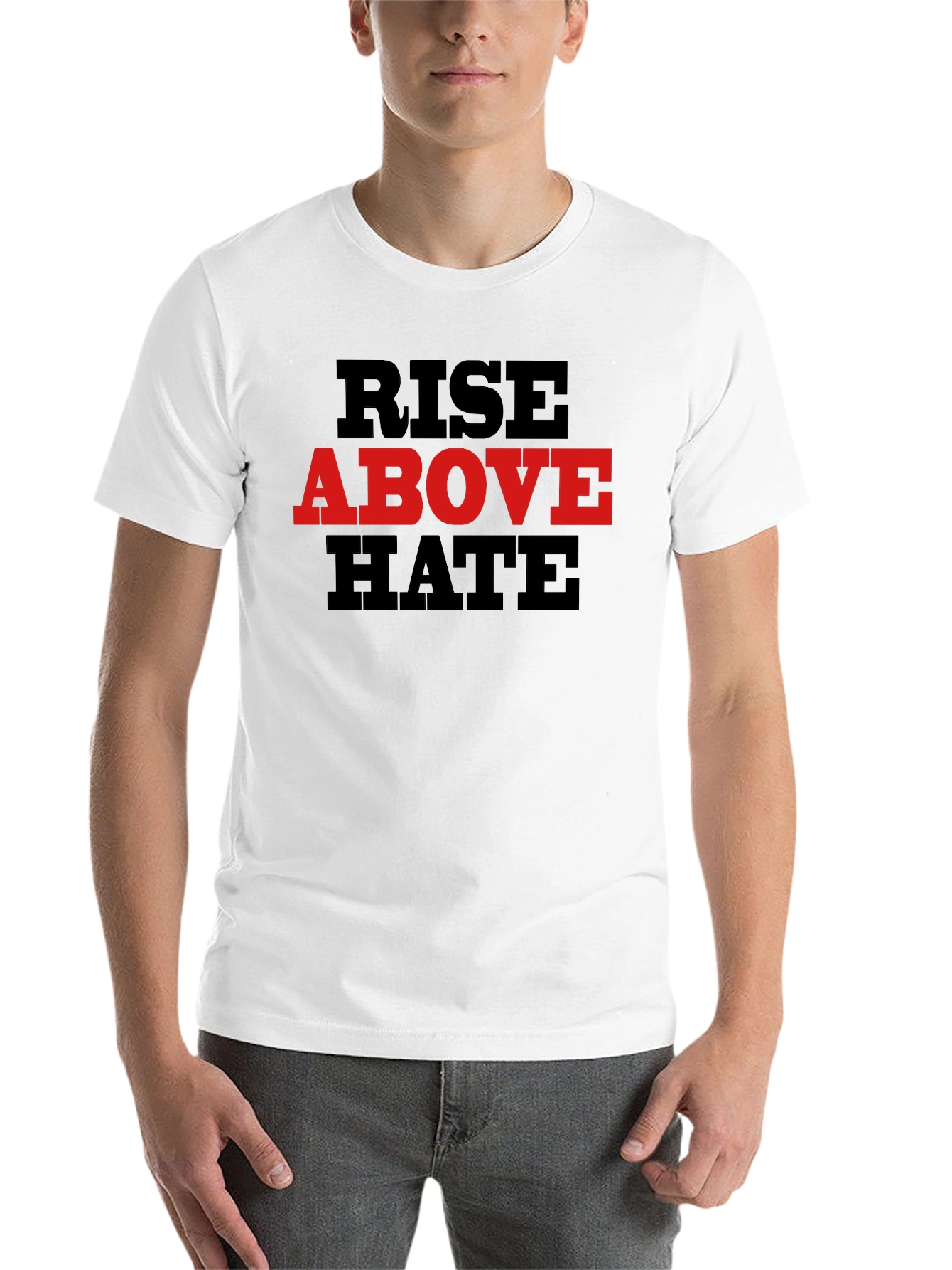 Black Rise Above Hate Graphic Tee - Black Cotton Blend view 14