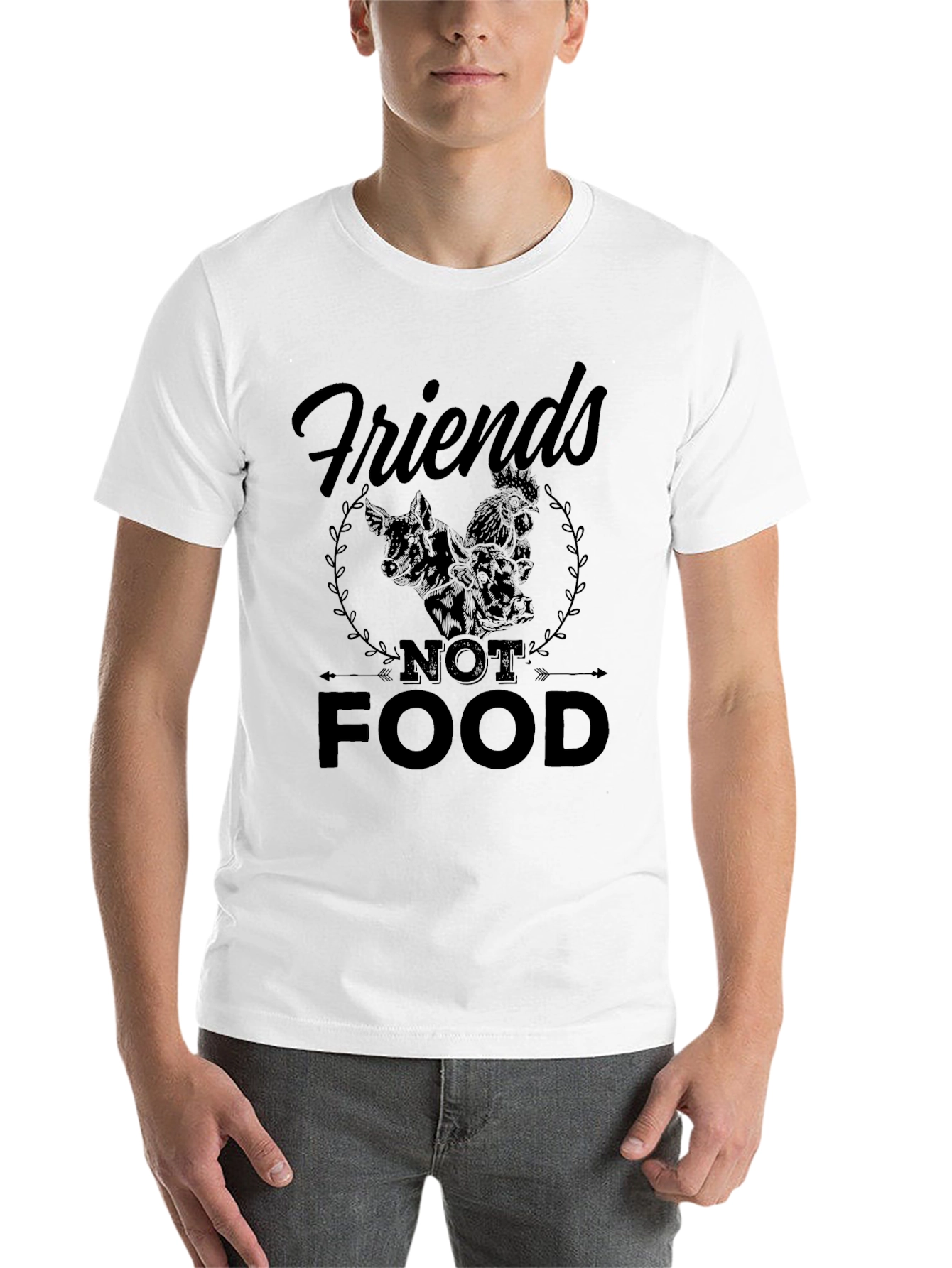 Black Friends Not Food Vegan T-Shirt view 14