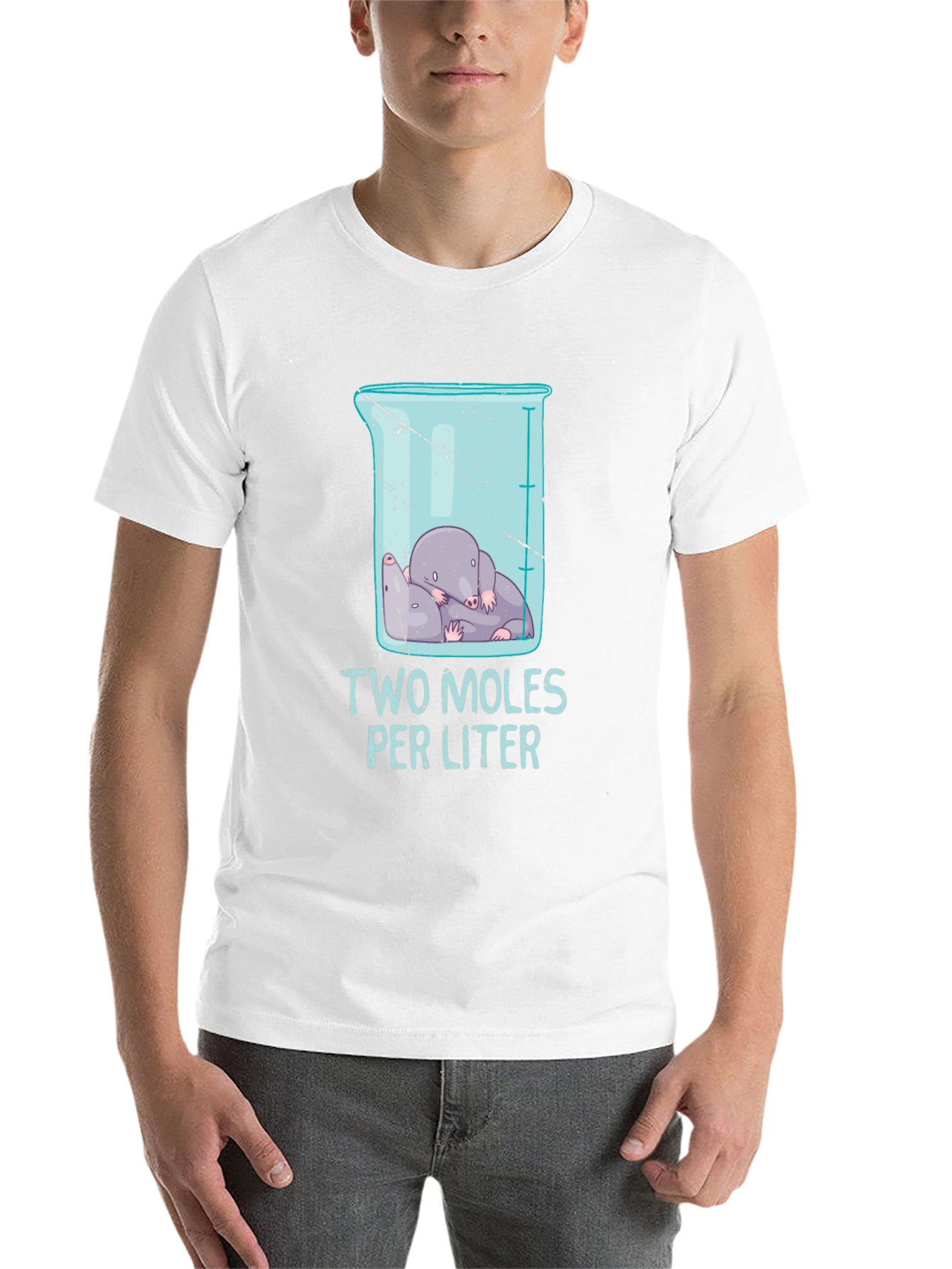Black Two Moles Per Liter Science T-Shirt view 14