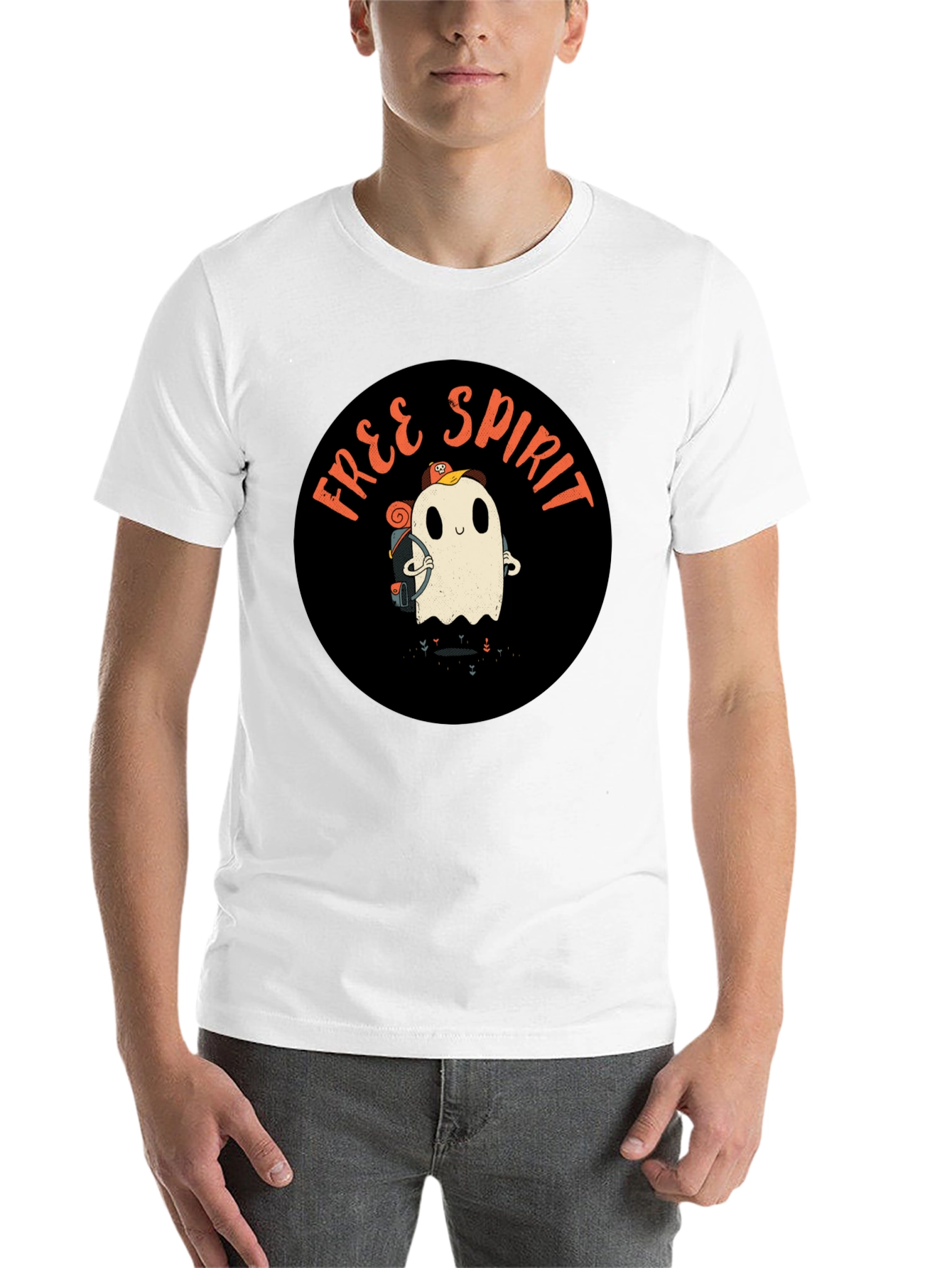 Black Free Spirit Ghost Graphic Tee - Black Cotton T-Shirt view 14