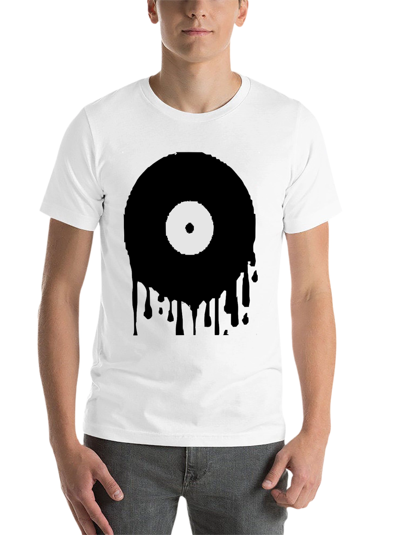 Black Melting Vinyl Record Graphic T-Shirt view 14