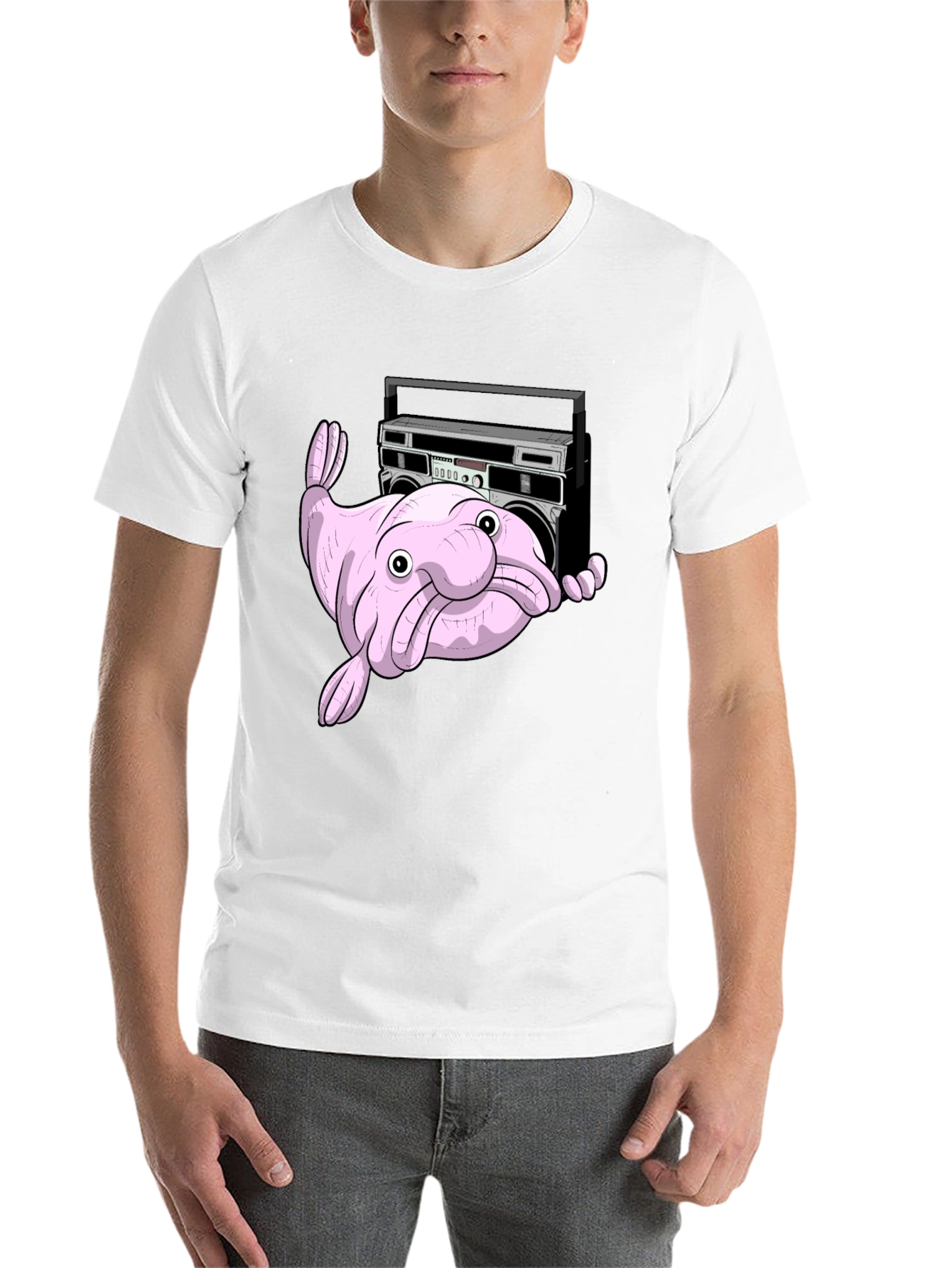 Black Blobfish Boombox T-Shirt - Funny Graphic Tee view 14
