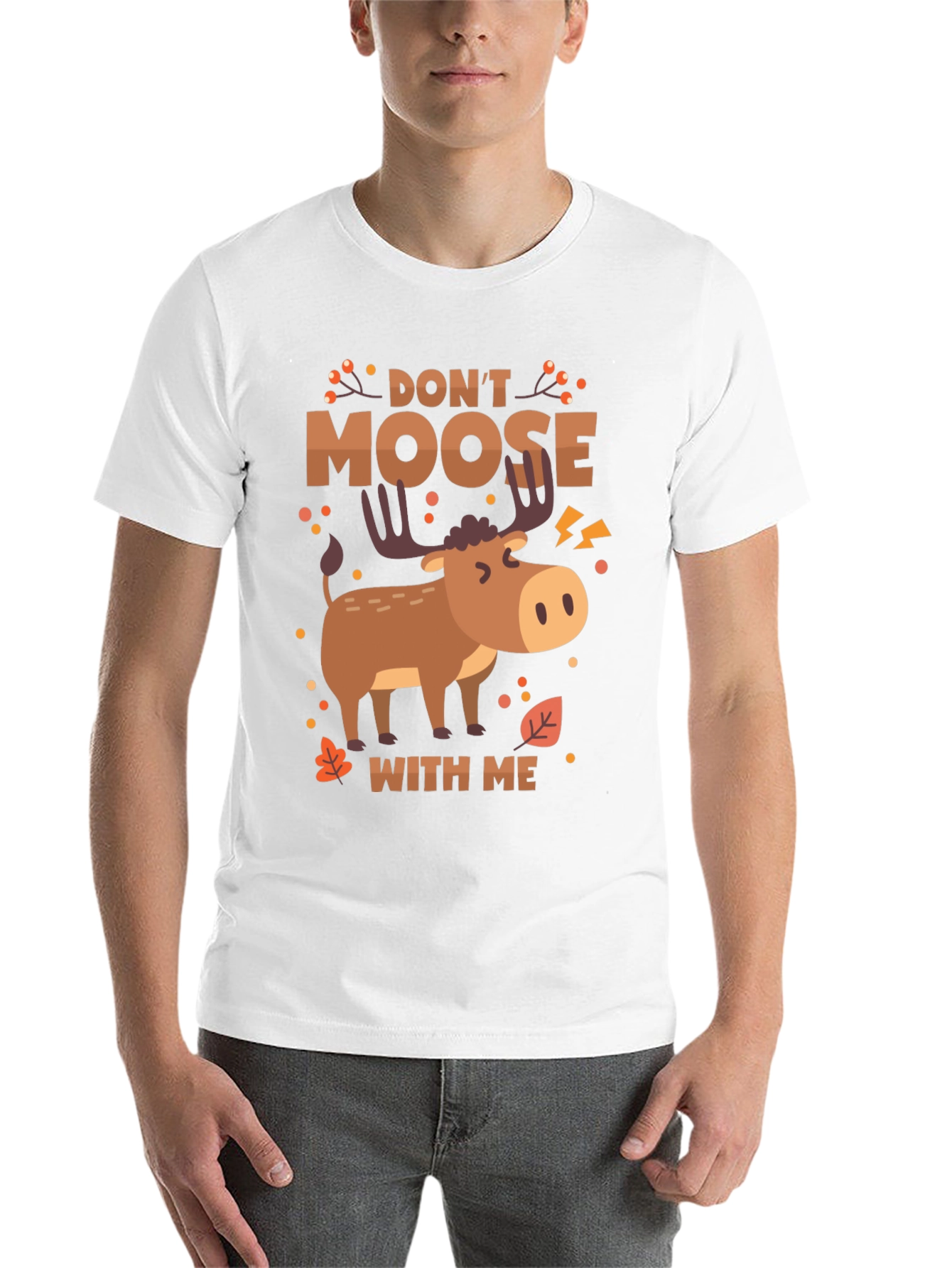 Black Don't Moose With Me Funny Graphic T-Shirt view 14