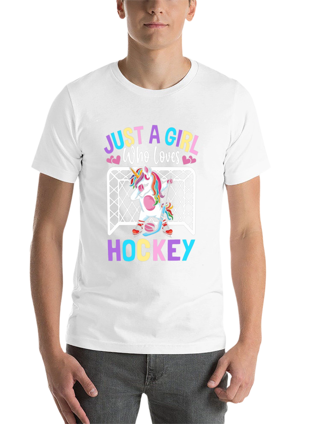 Black Just a Girl Who Loves Hockey T-Shirt view 14