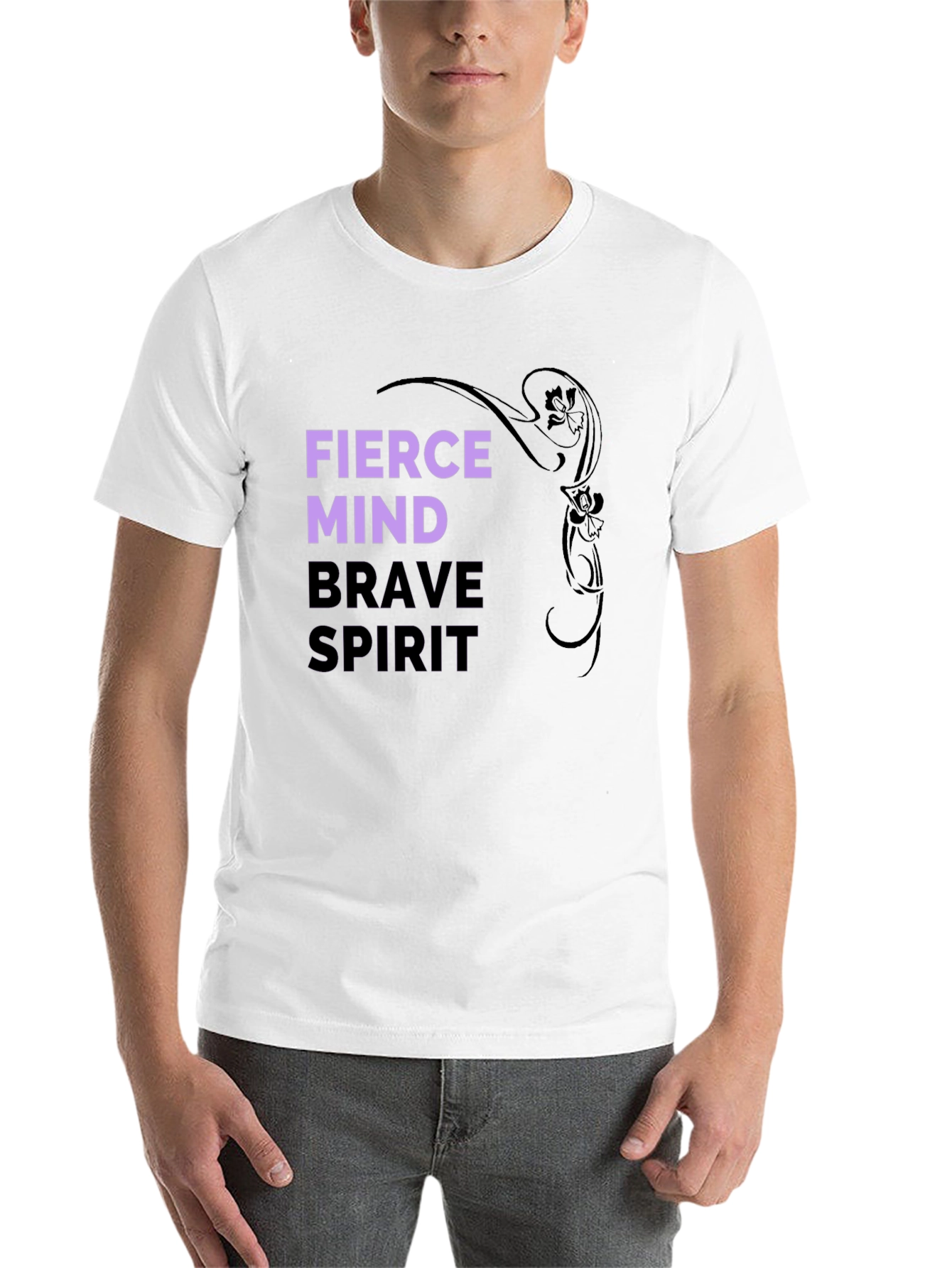 Black Fierce Mind Brave Spirit Graphic T-Shirt view 14
