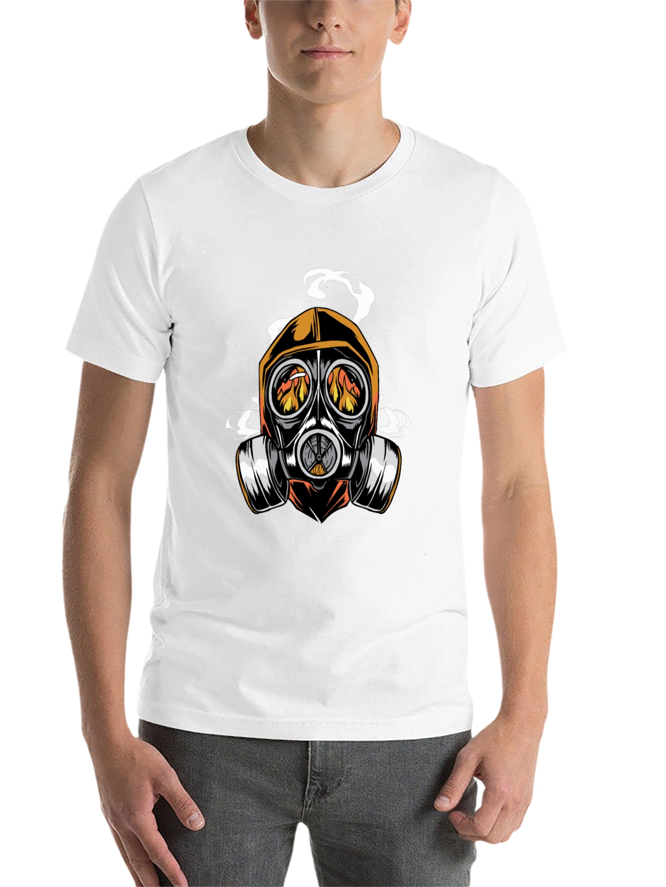 Black Gas Mask Inferno Graphic Tee - Cool, Edgy Design view 14