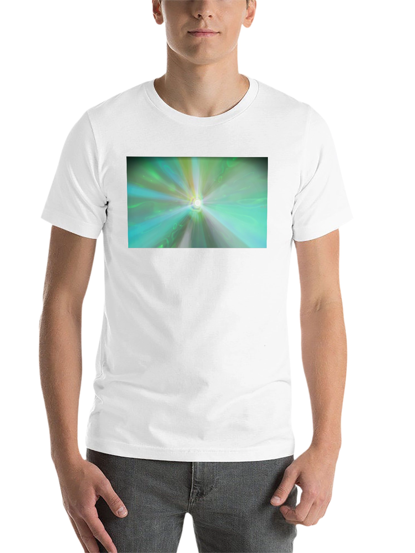 Black Abstract Light Burst T-Shirt - Black Cotton Blend view 14