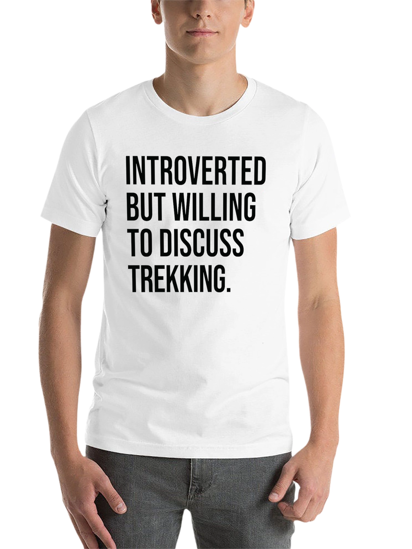 Black Introverted Trekking T-Shirt - Funny Hiking Tee view 14