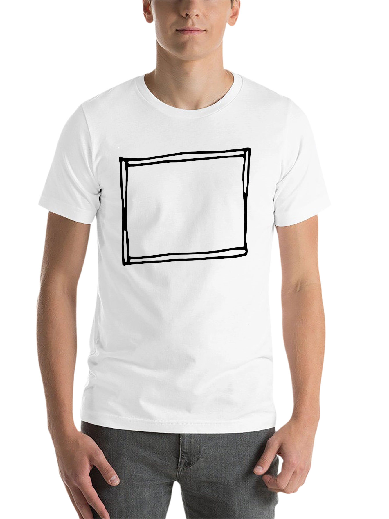 Black Men's Black Crew Neck T-Shirt with Graphic Box view 14