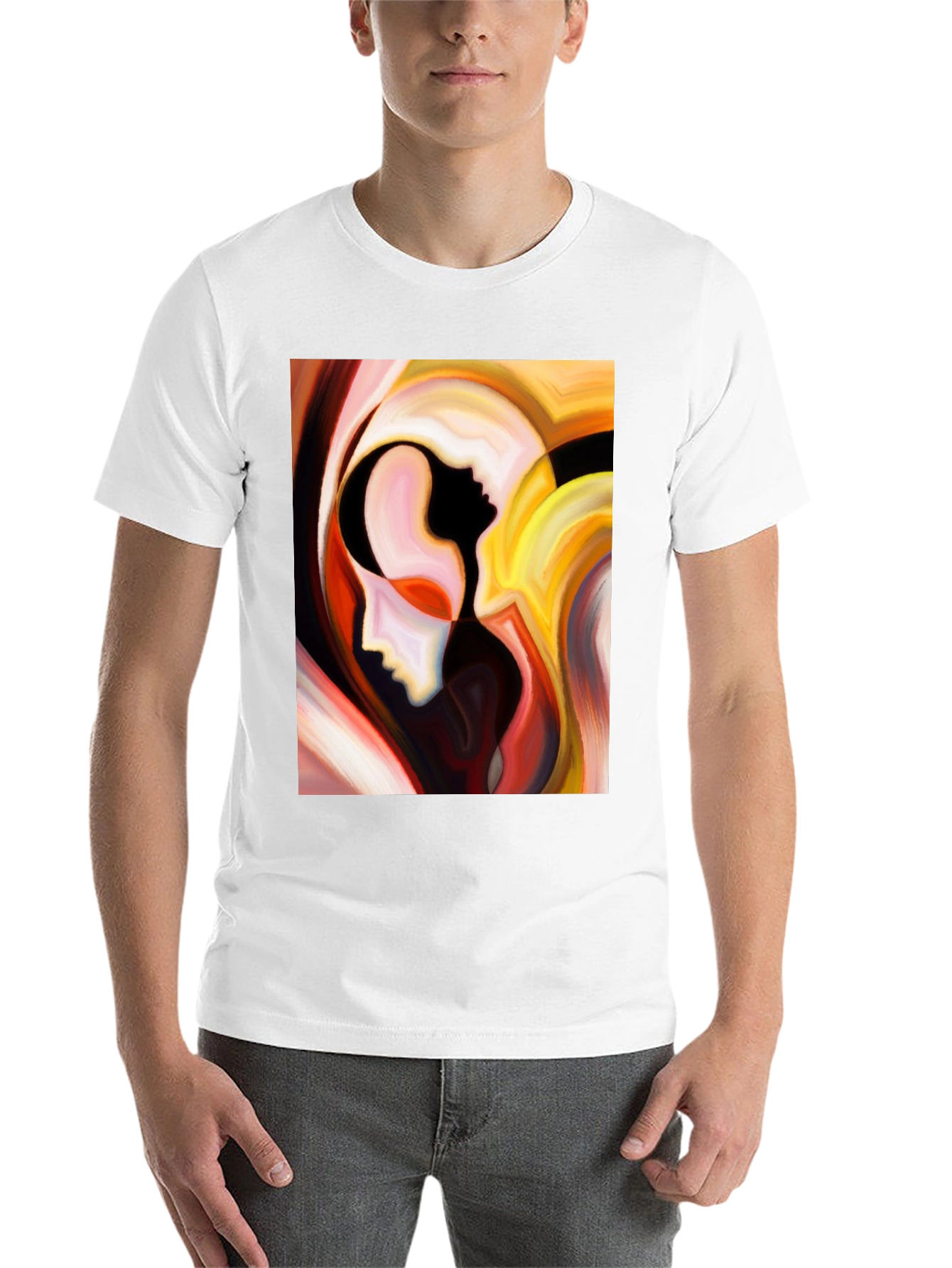 Black Abstract Faces Graphic T-Shirt - Modern Art Tee view 14