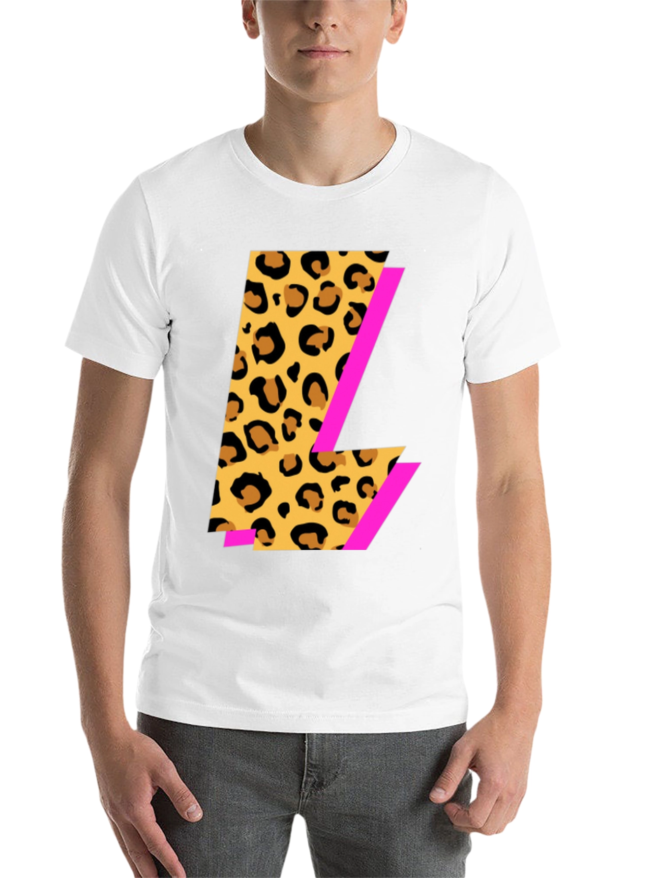 Black Leopard Print L Graphic Black T-Shirt view 14