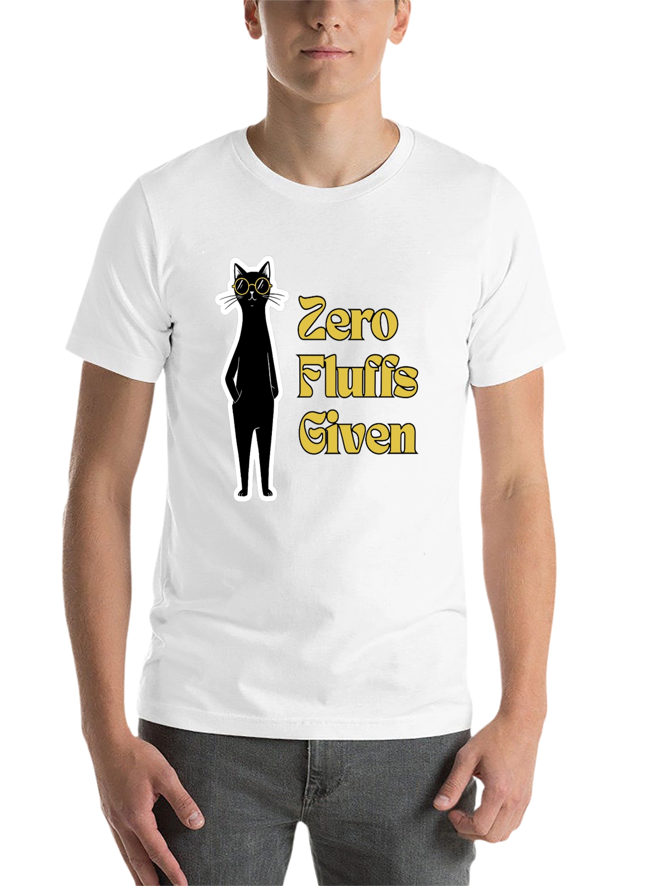 Black Zero Fluffs Given Cat Graphic T-Shirt view 14