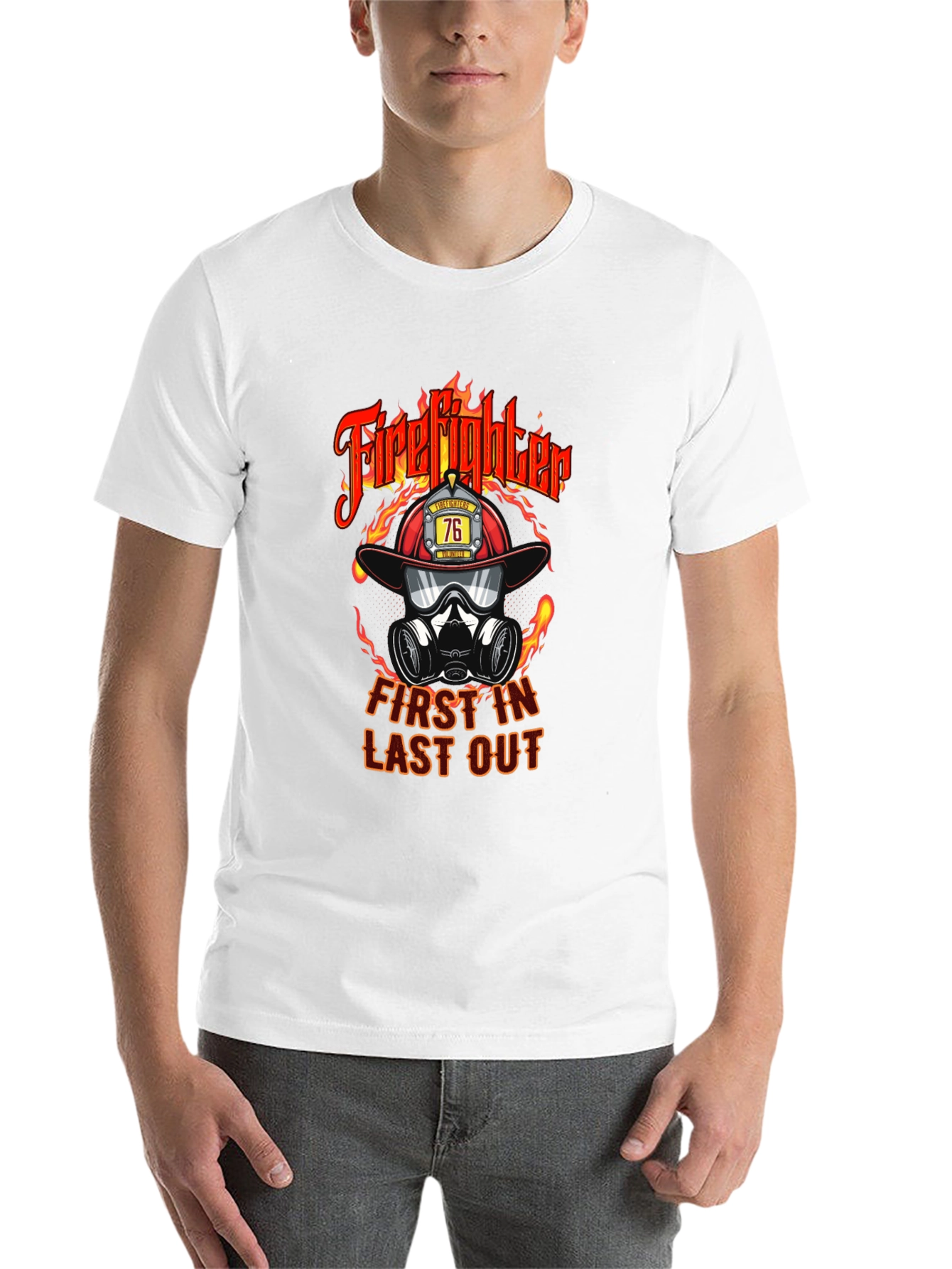 Black Firefighter First In Last Out Graphic T-Shirt view 14