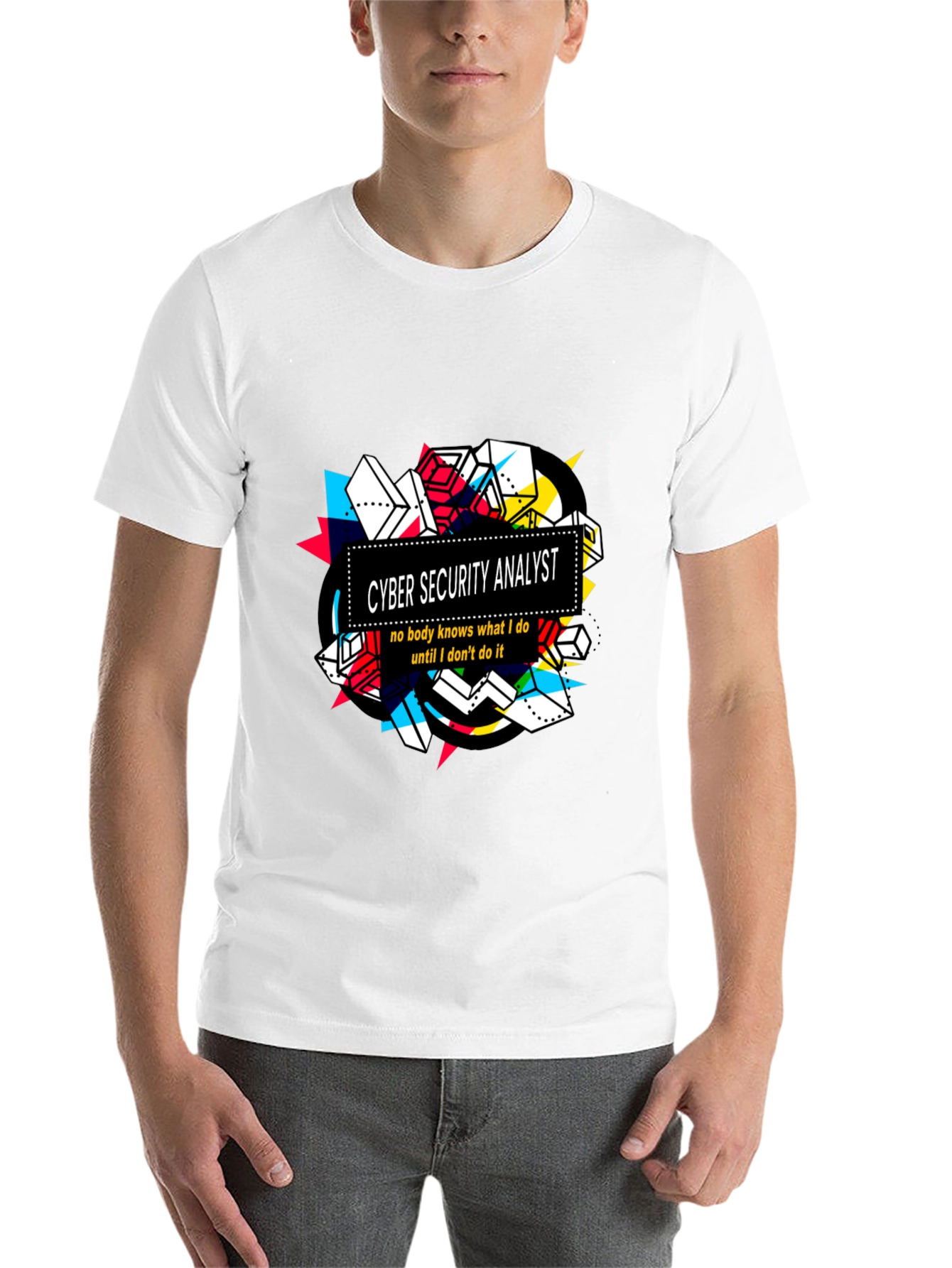 Black Cyber Security Analyst Graphic T-Shirt view 14