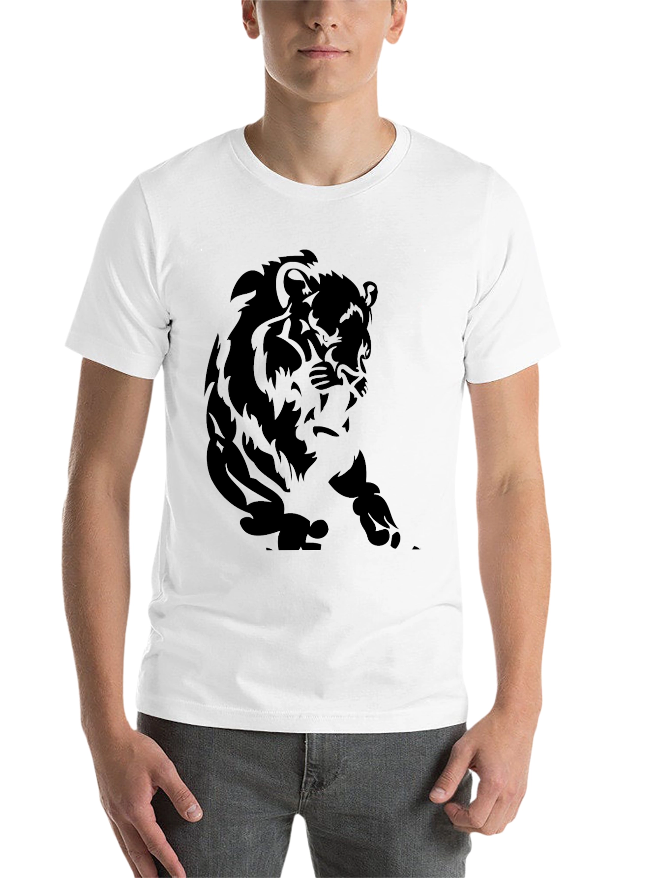 Black Black Lion Graphic Tee - Men's Stylish Short Sleeve Shirt view 14