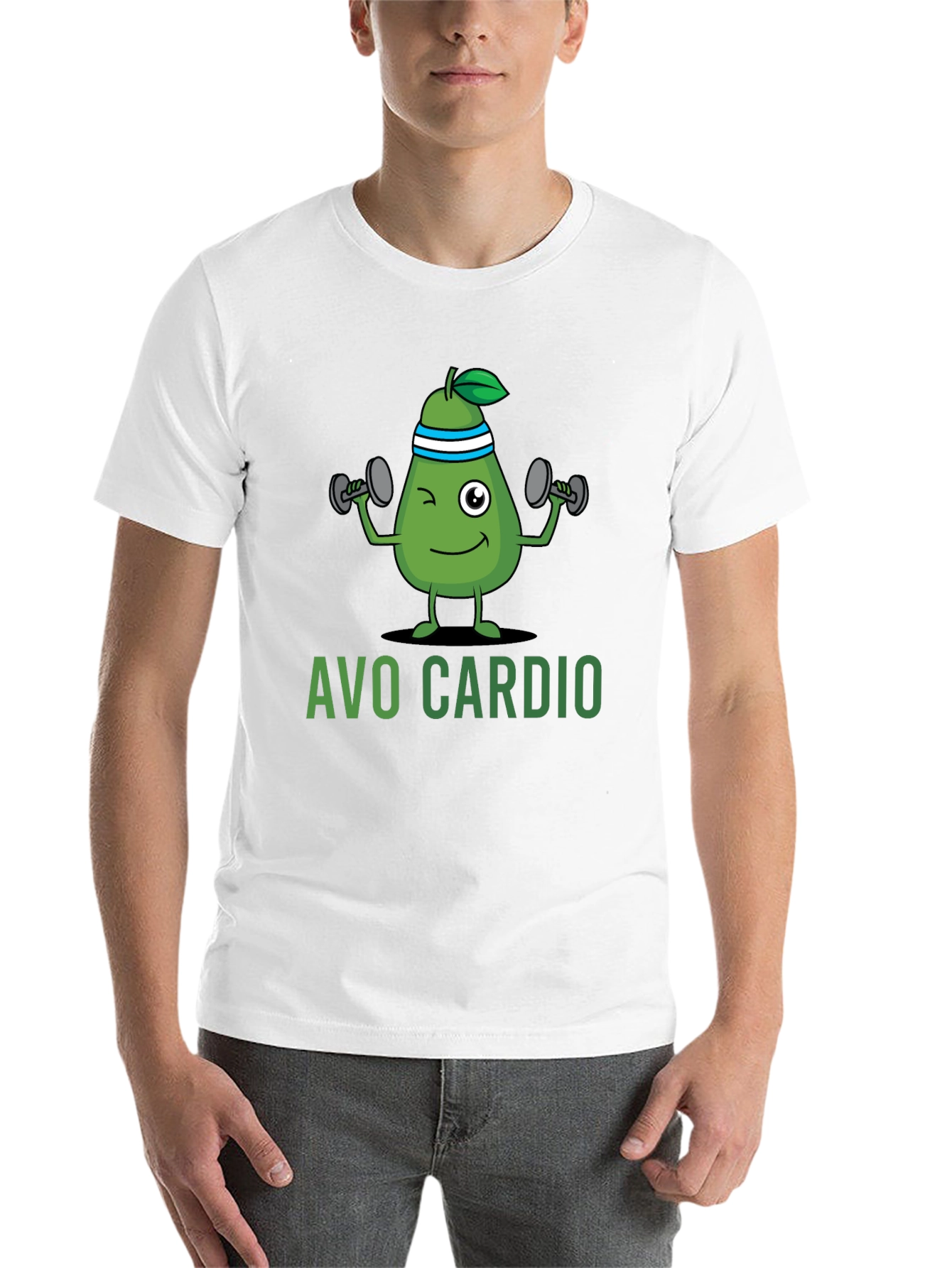 Black Avo Cardio Black T-Shirt - Workout Avocado Design view 14