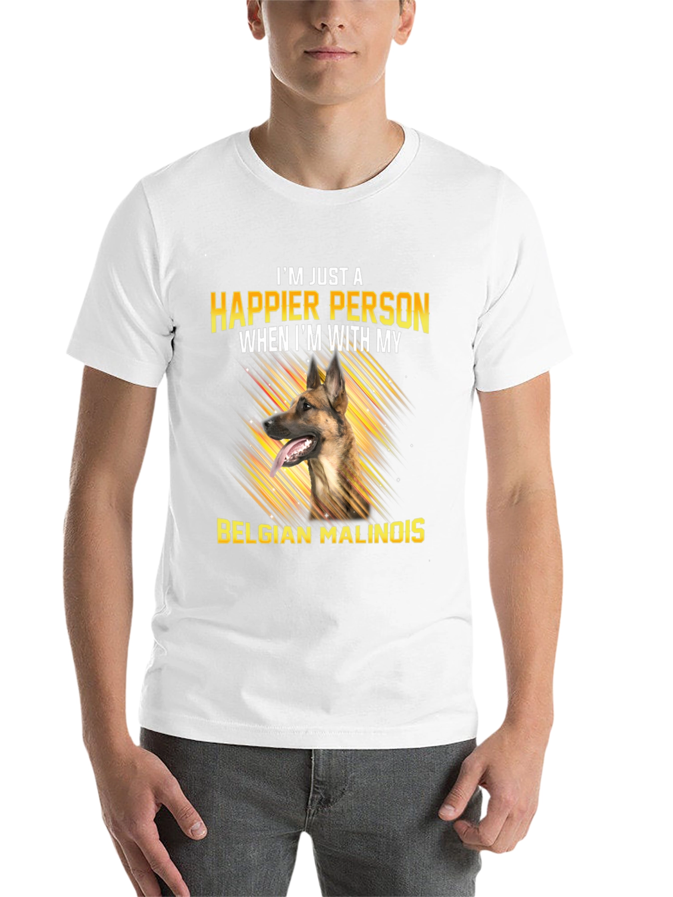 Black Happier With My Belgian Malinois T-Shirt view 14