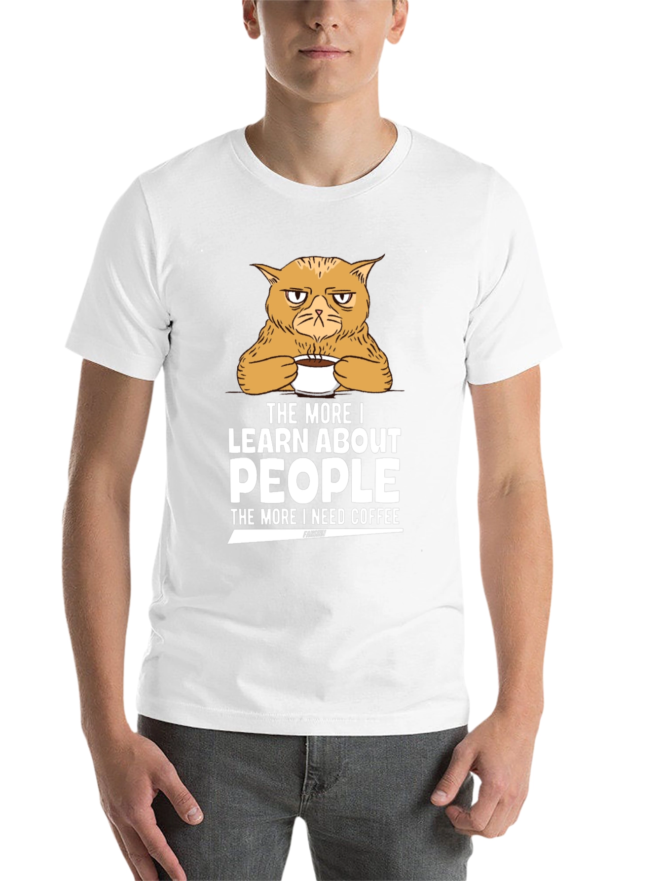 Black Grumpy Cat Coffee T-Shirt - Learn About People view 14
