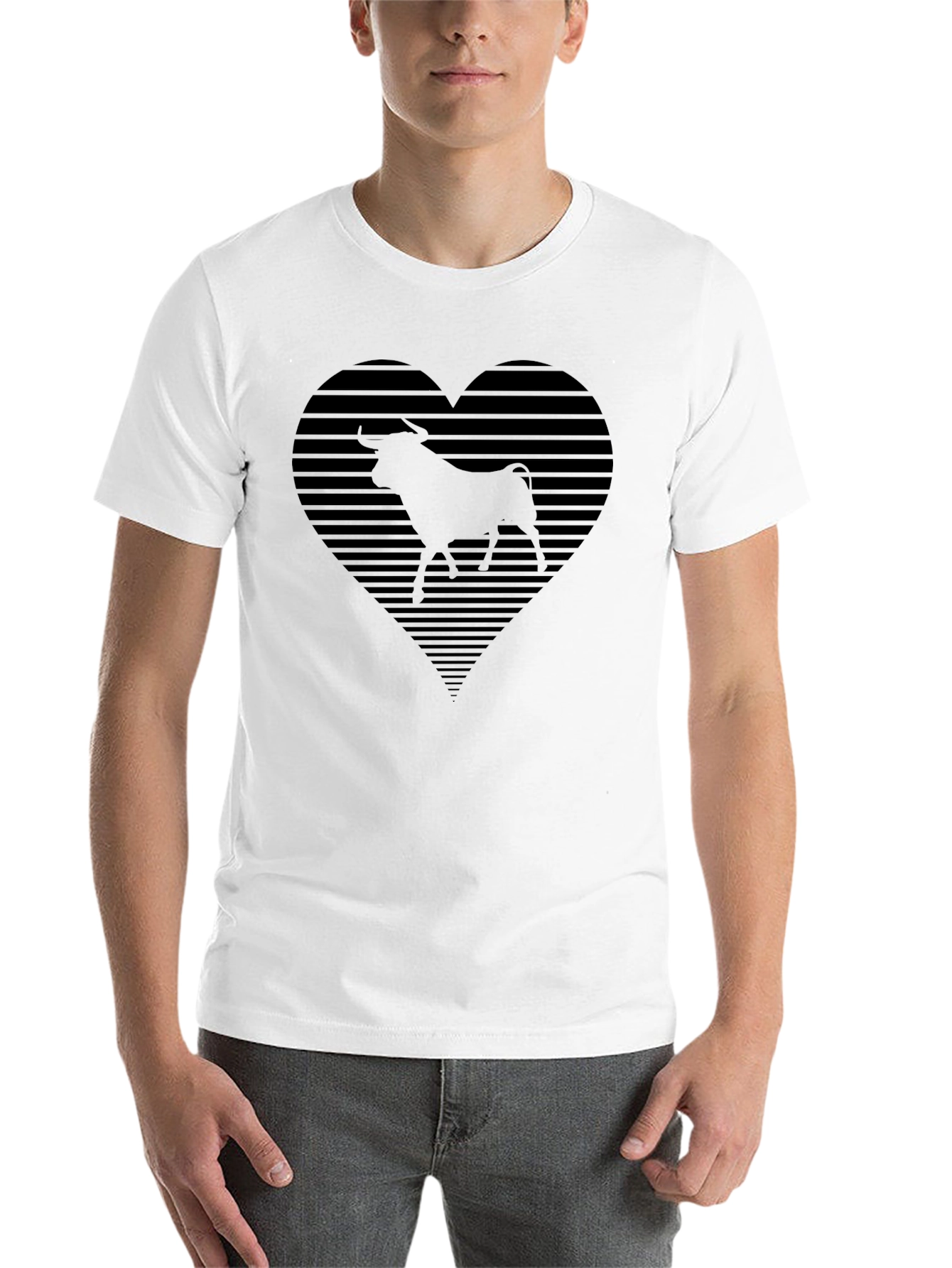 Black Bull Heart Graphic Tee - Cool Black T-Shirt view 14