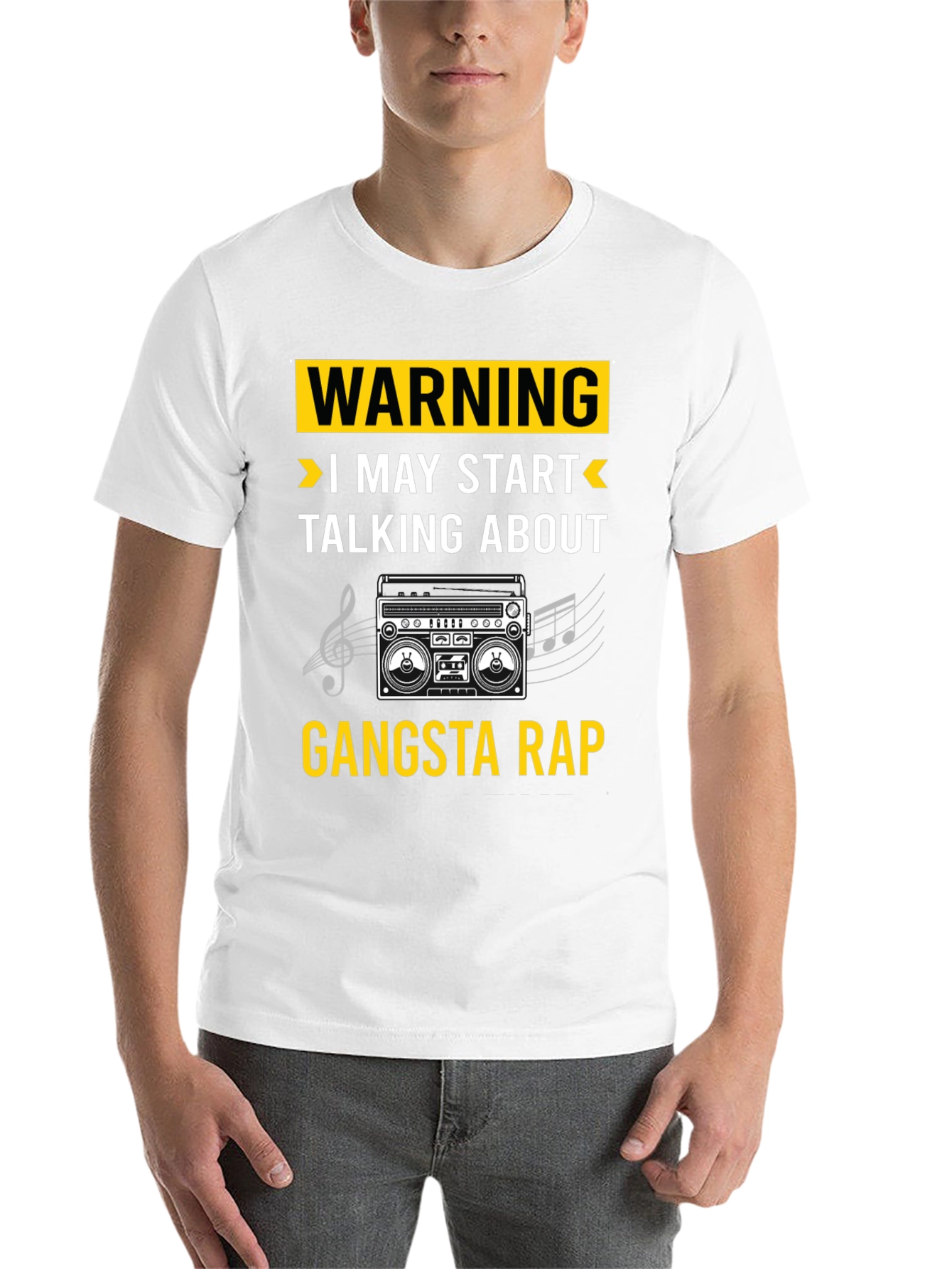 Black Gangsta Rap T-Shirt - Warning Funny Tee view 14