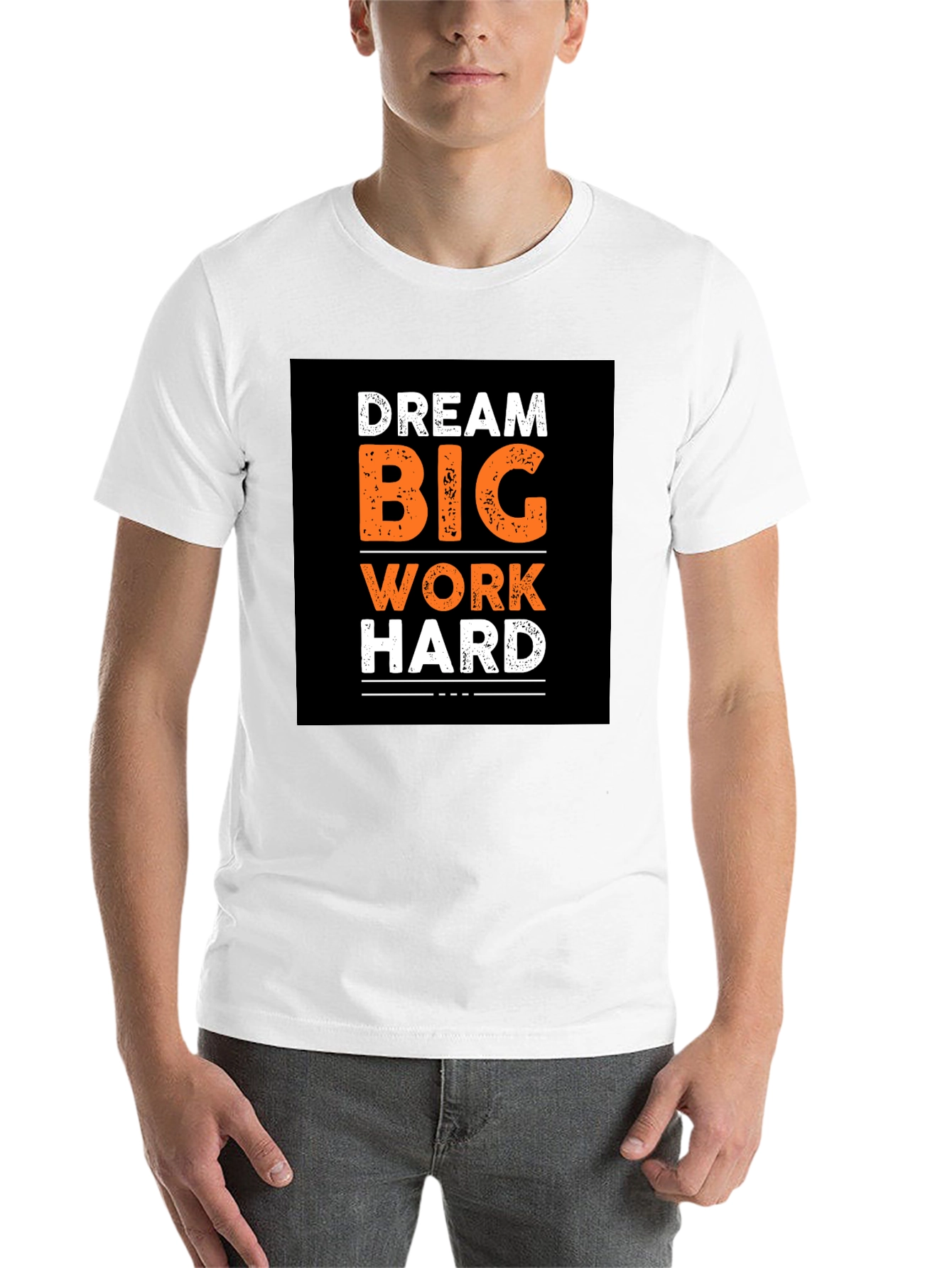 Black Dream Big Work Hard Graphic Print Black T-Shirt view 14