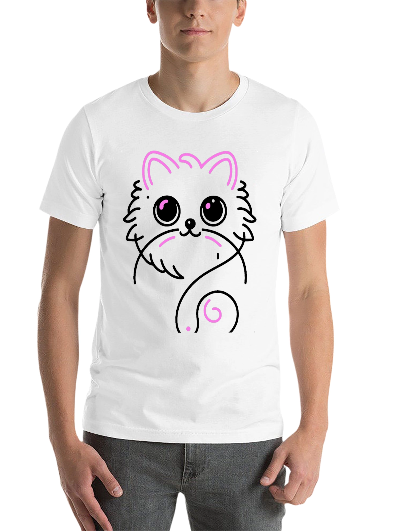 Black Cute Cat Graphic T-Shirt - Black view 14