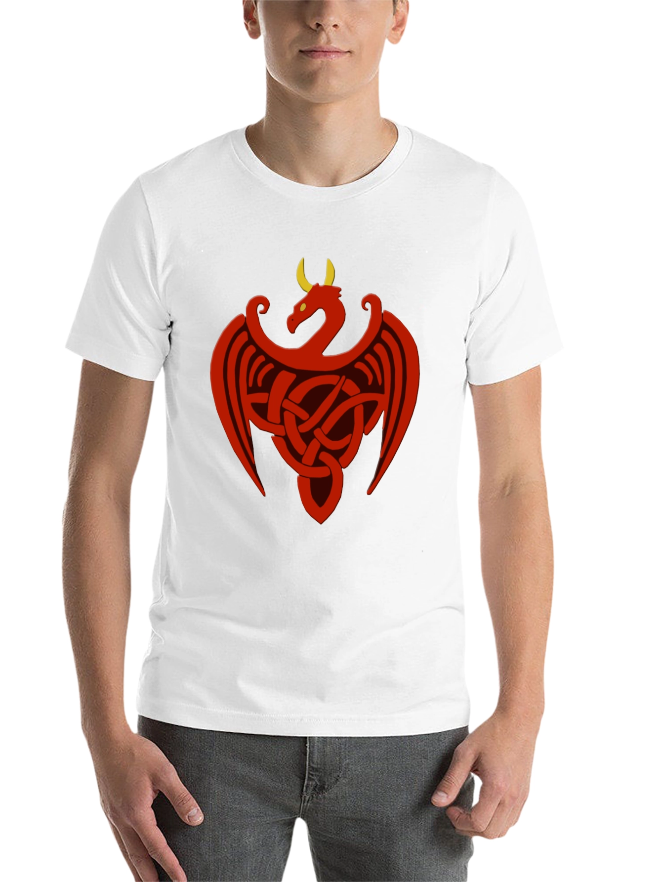 Black Celtic Dragon Knot Graphic Tee - Black Cotton Shirt view 14