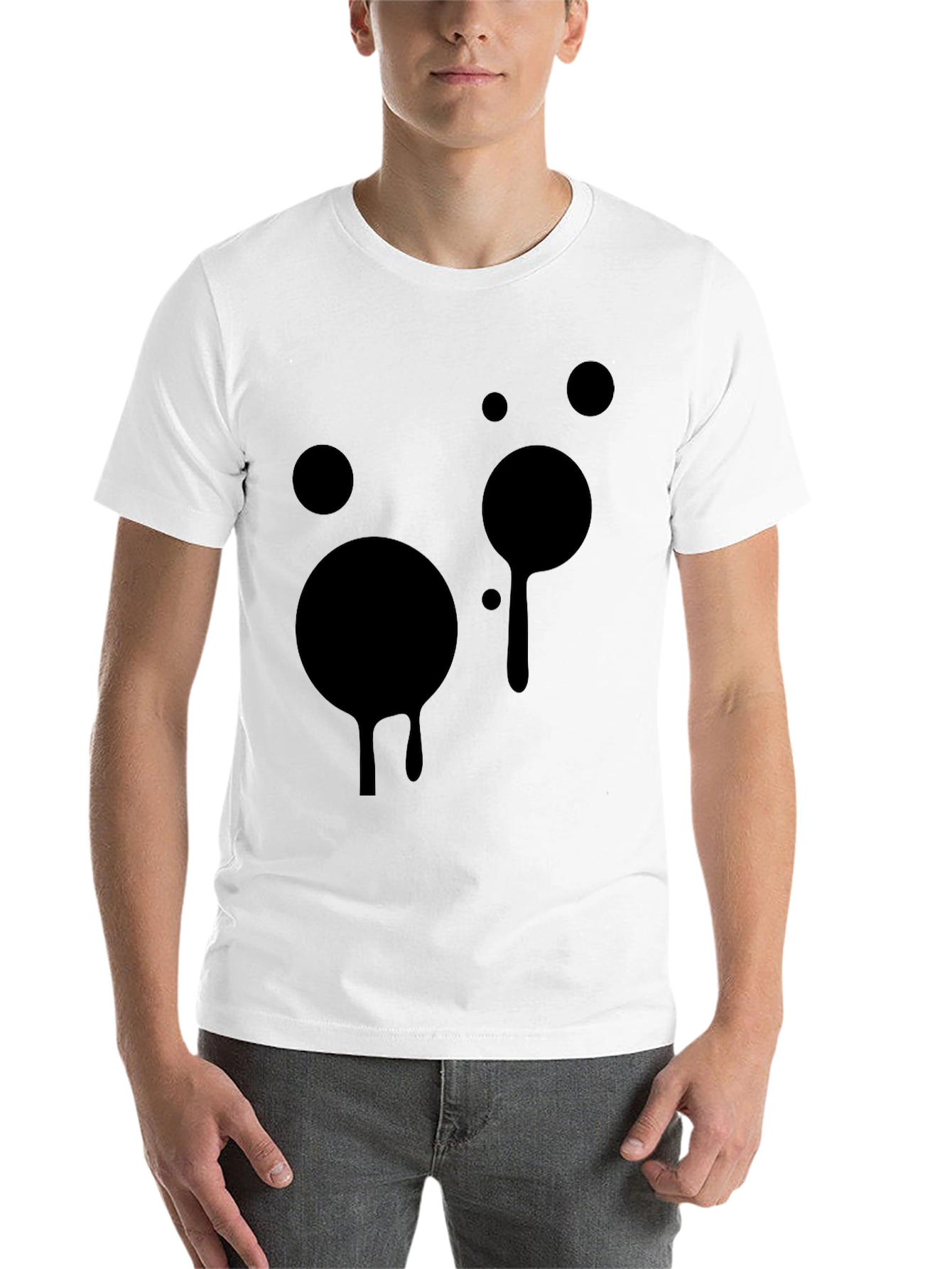 Black Abstract Drip Tee - Modern Graphic Black T-Shirt view 14