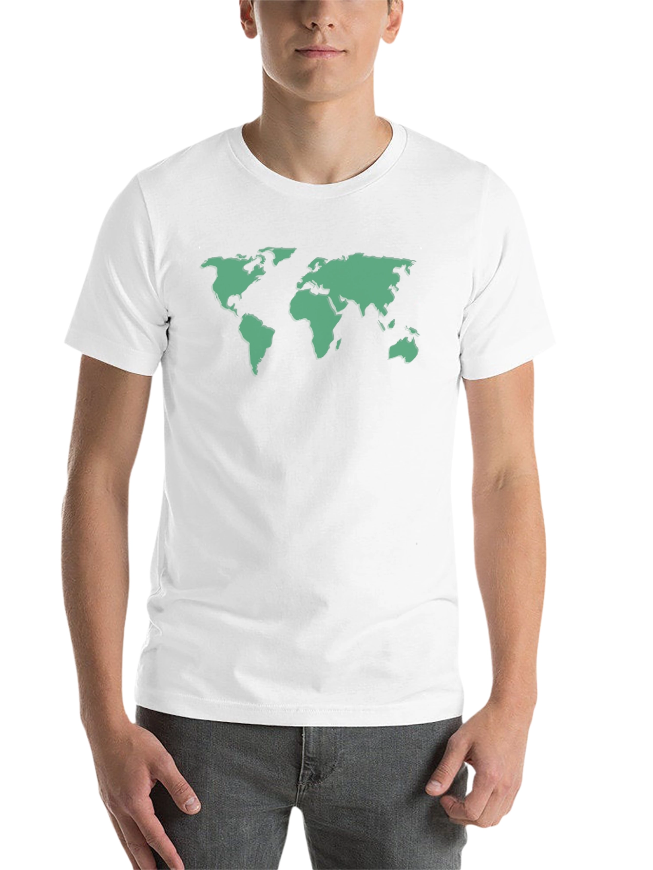 Black World Map Graphic Tee - Black Cotton T-Shirt view 14