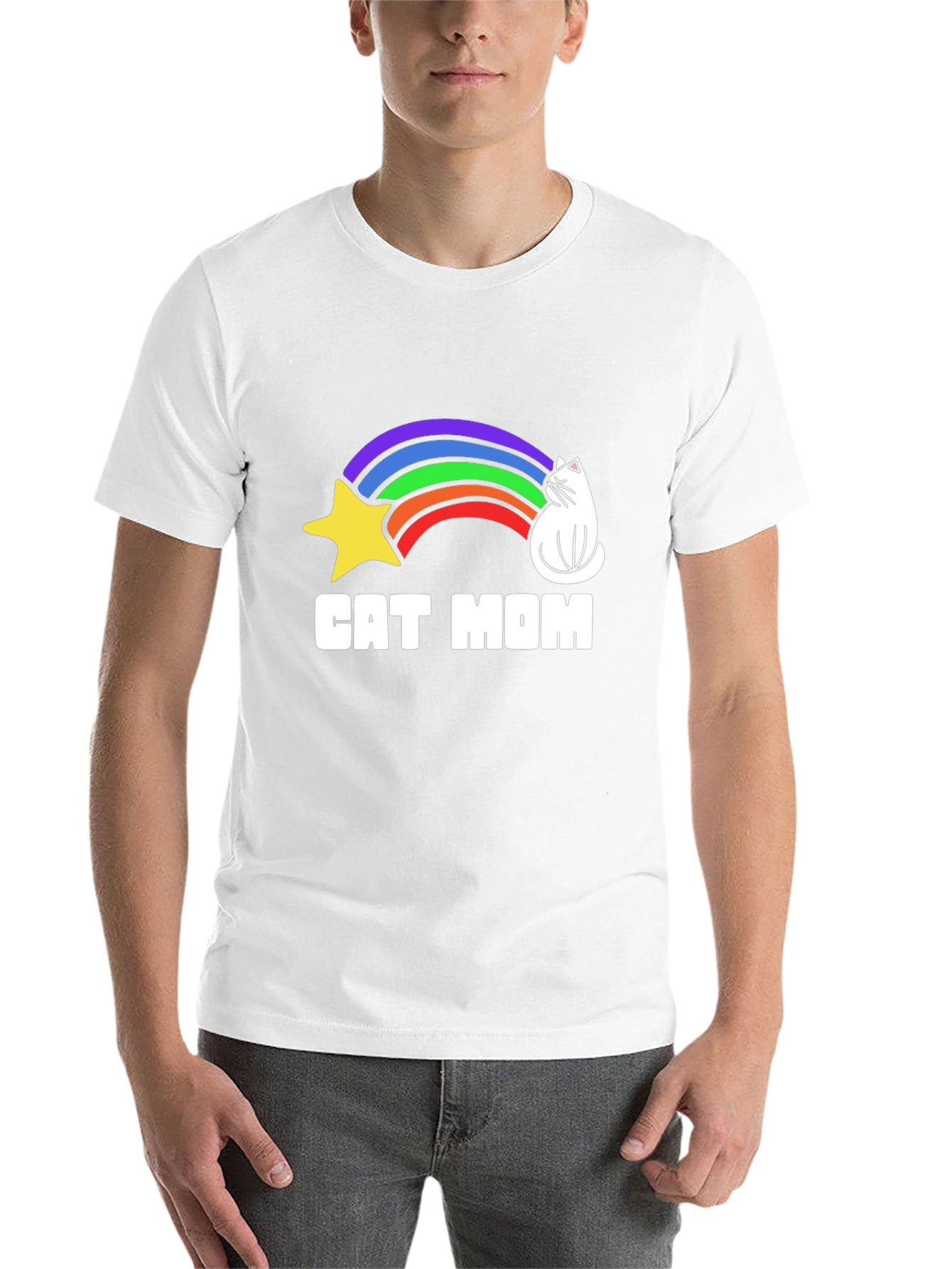 Black Cat Mom Rainbow Graphic Tee - Unisex Cotton T-Shirt view 14