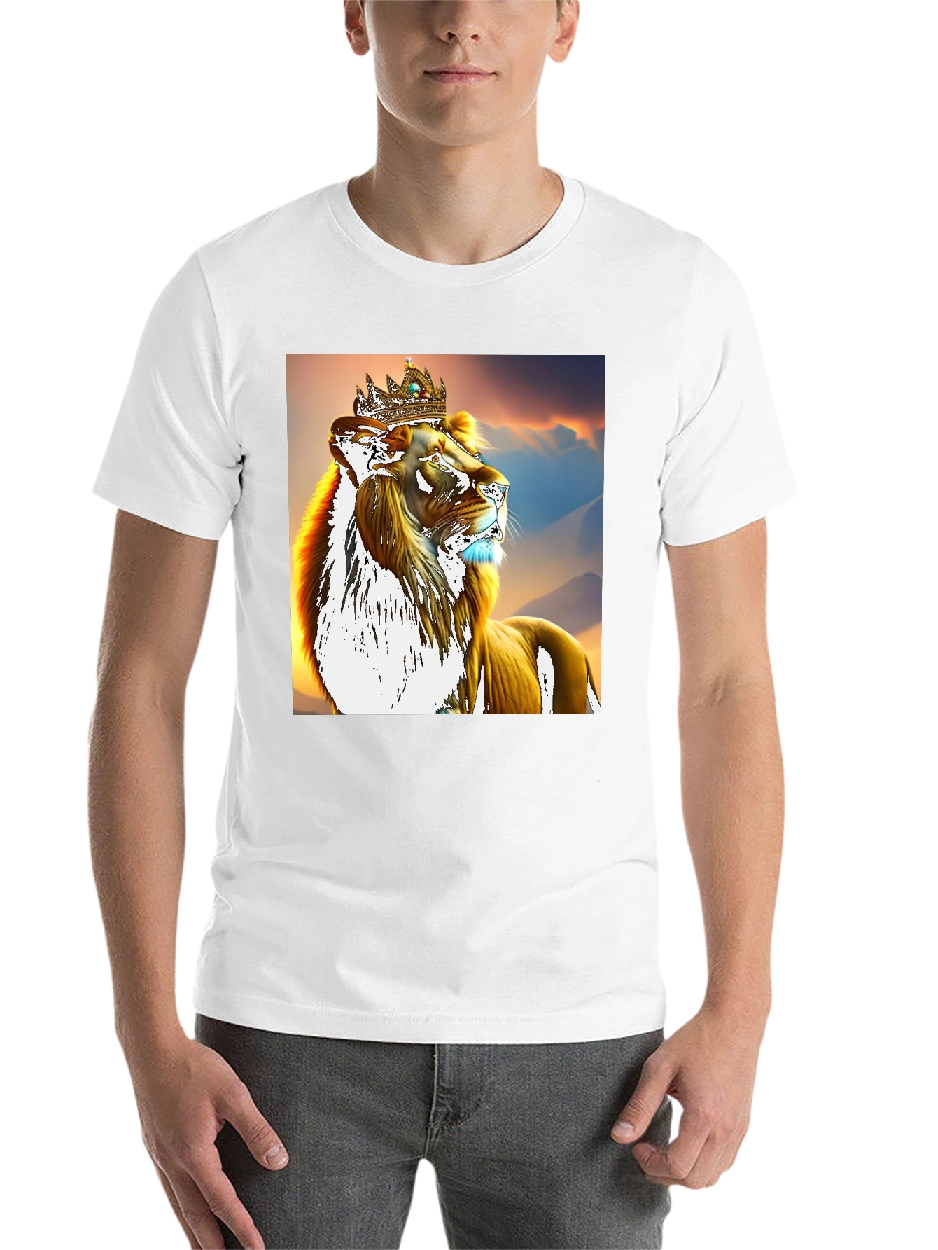 Black Lion King Graphic T-Shirt - Regal Lion Design view 14