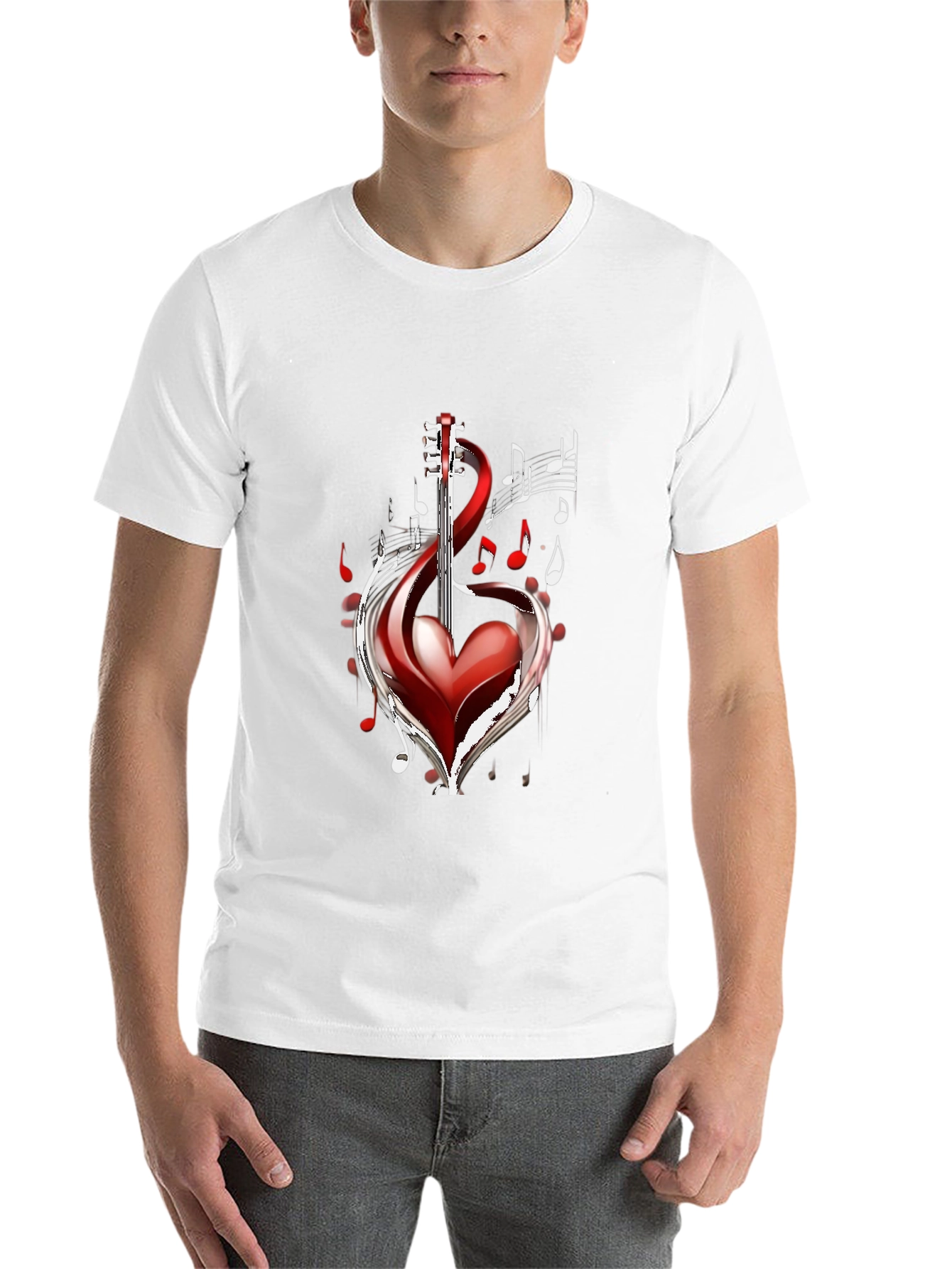 Black Musical Heart Guitar Black T-Shirt view 14