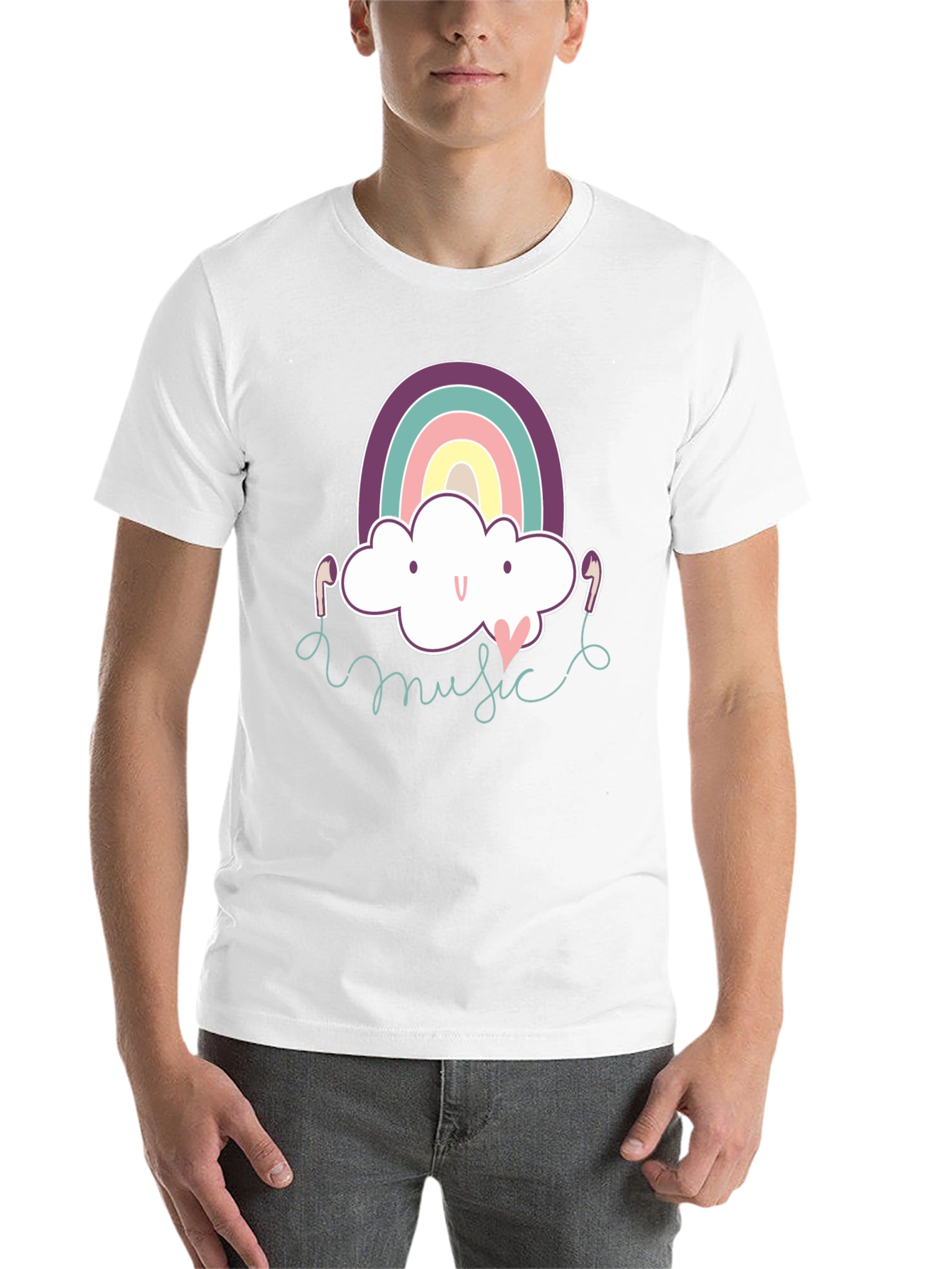 Black Rainbow Cloud Music T-Shirt - Cute & Stylish! view 14