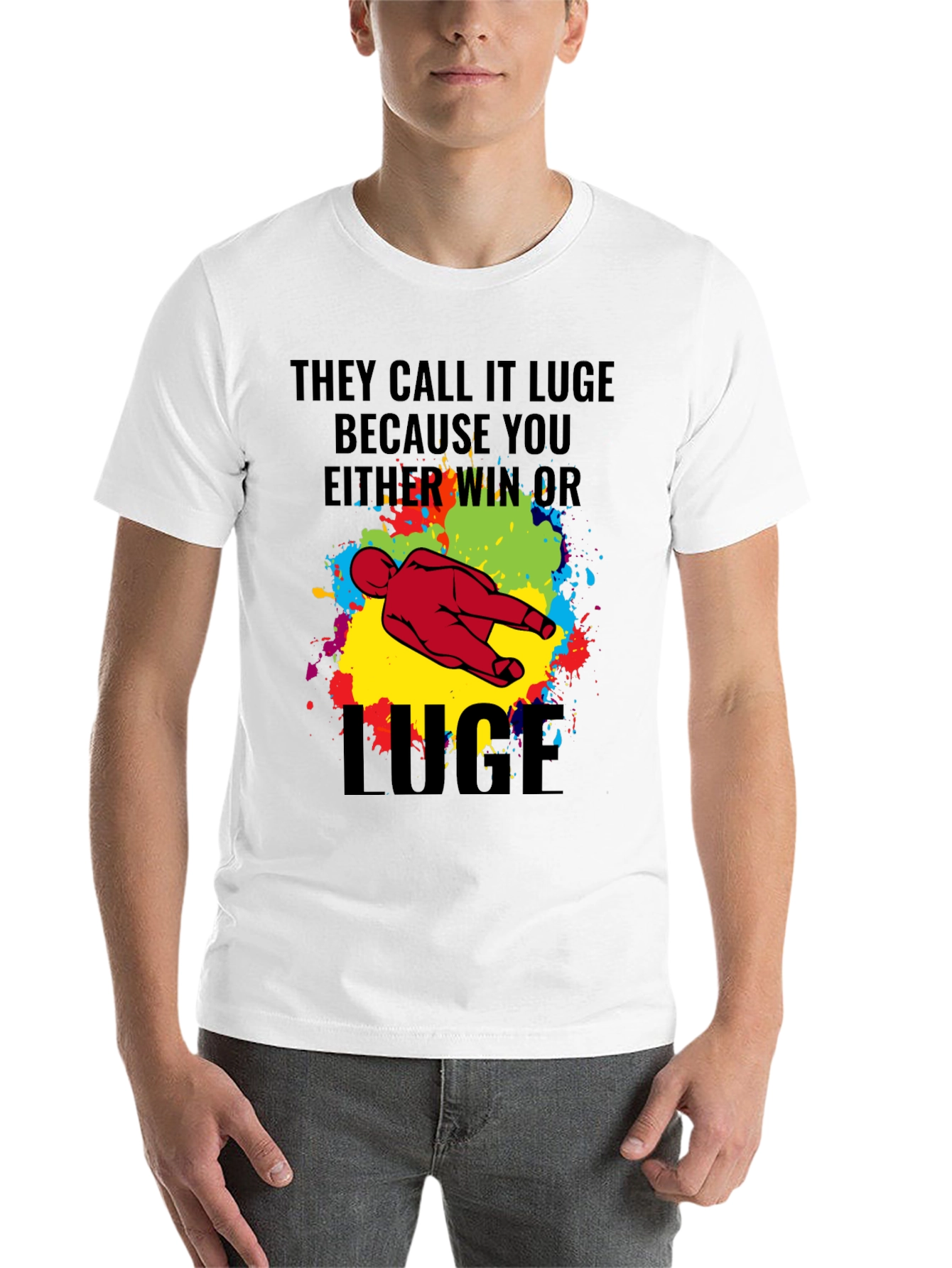 Black Funny Luge T-Shirt - Win or Luge Graphic Tee view 14