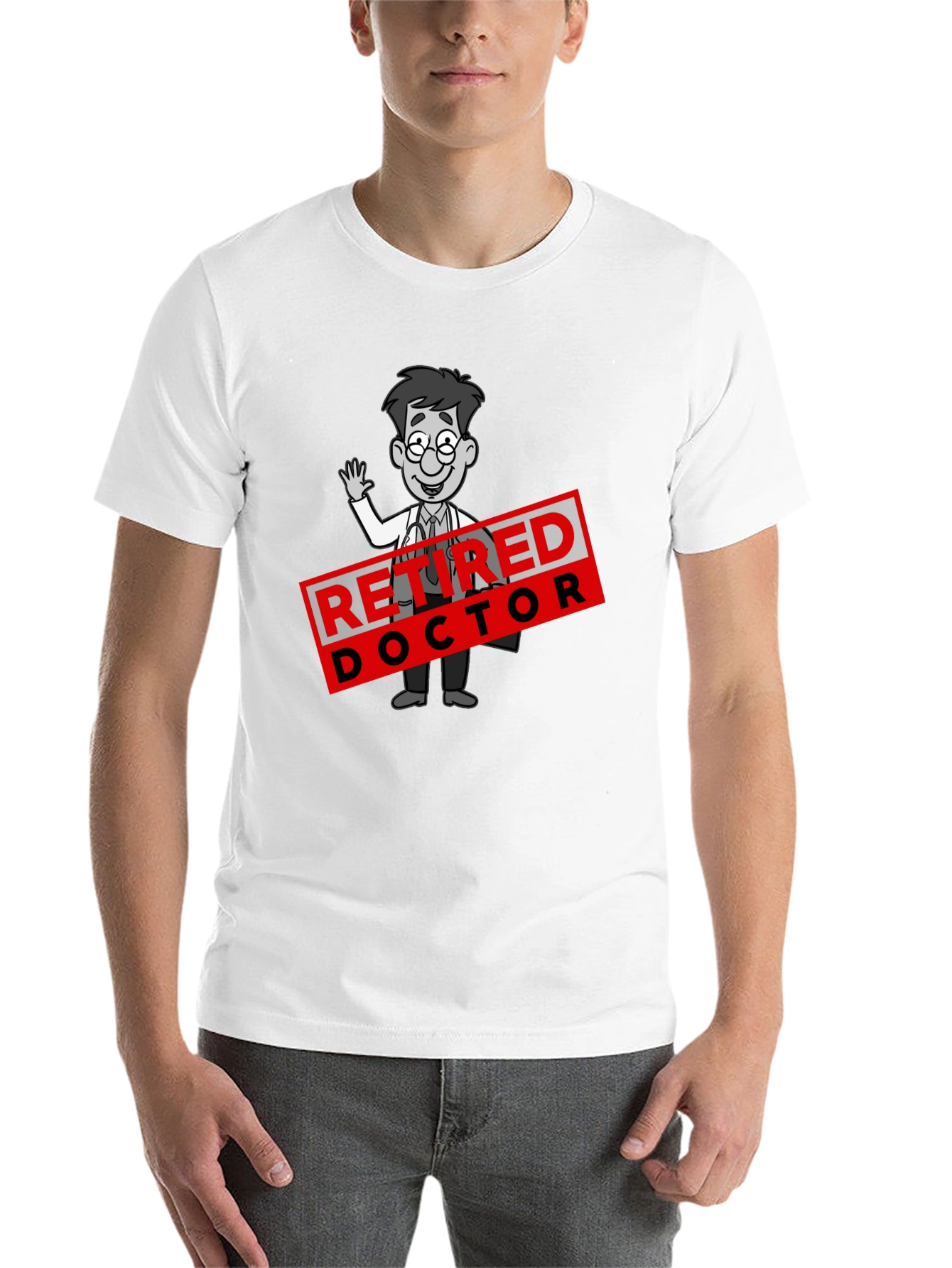 Black Retired Doctor Cartoon Graphic T-Shirt view 14