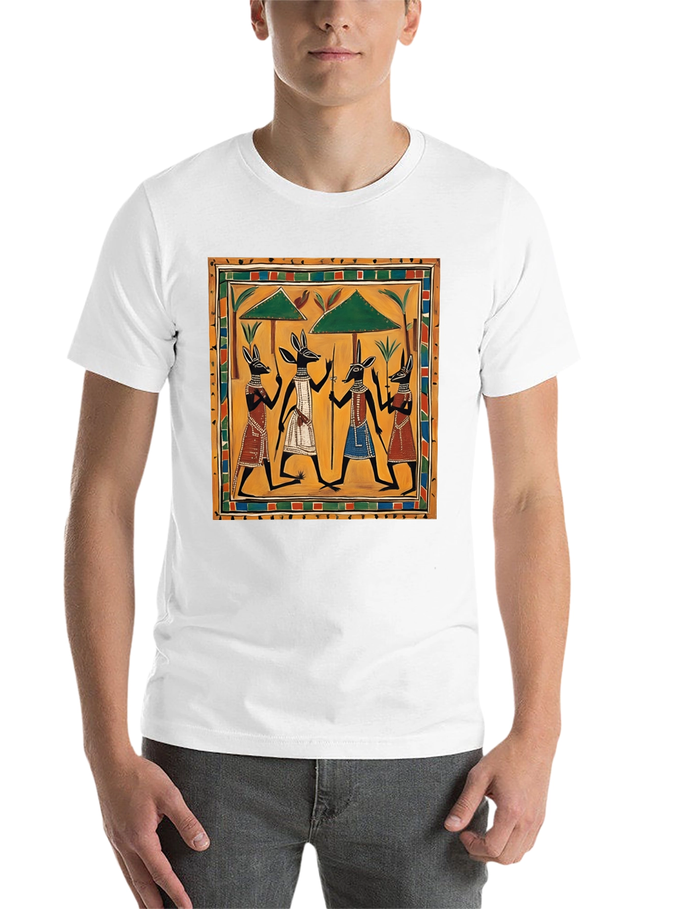 Black Egyptian Anubis Art Graphic Tee view 14
