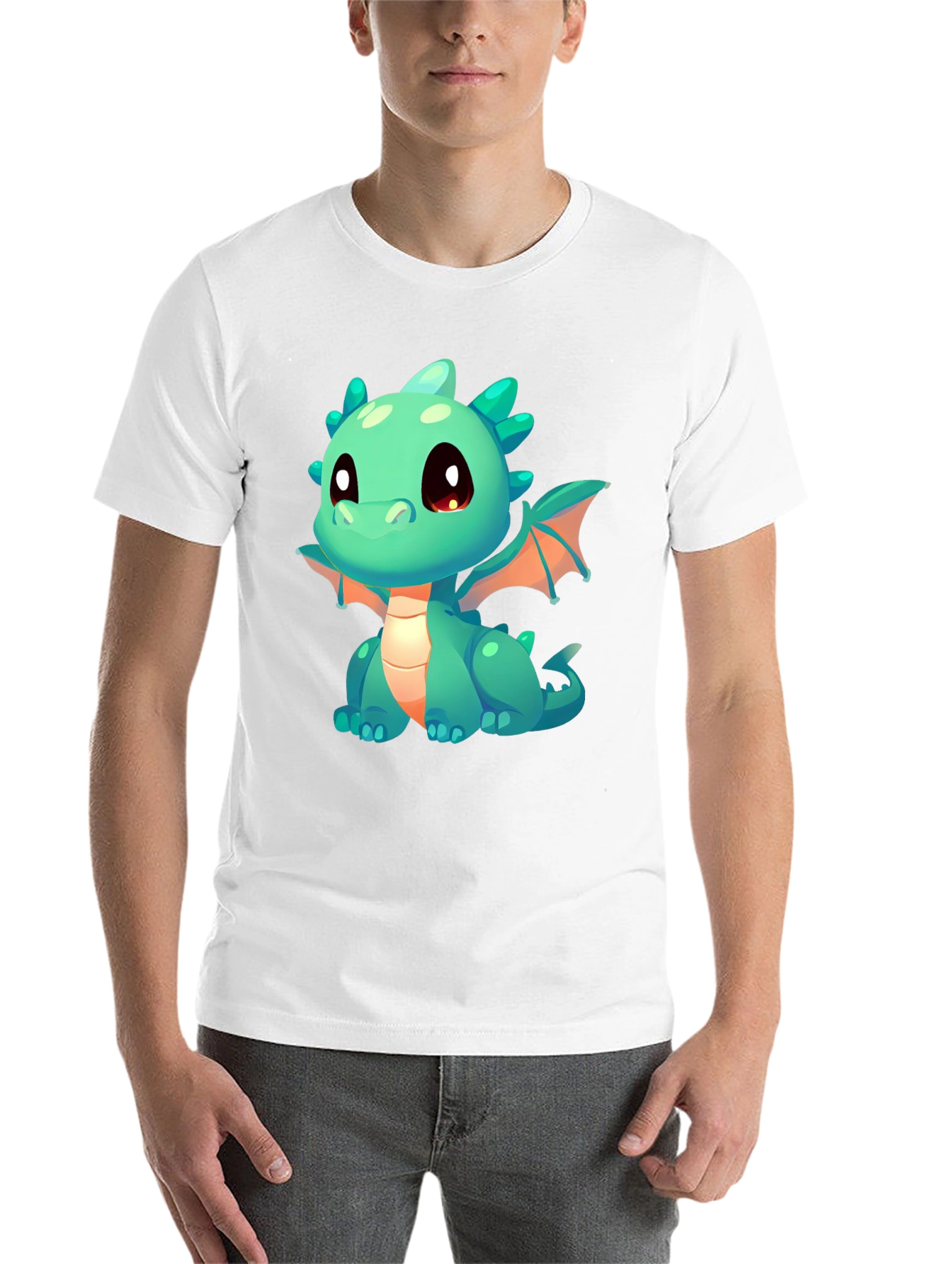 Cute Cartoon Dragon Graphic Tee - Black - 14