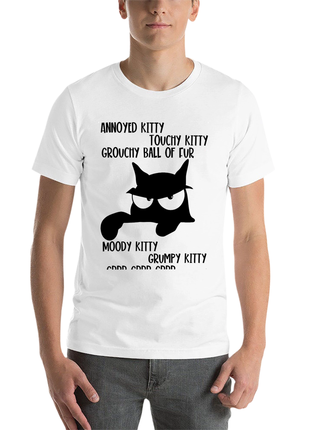 Black Grumpy Kitty T-Shirt - Annoyed Touchy Moody  view 14