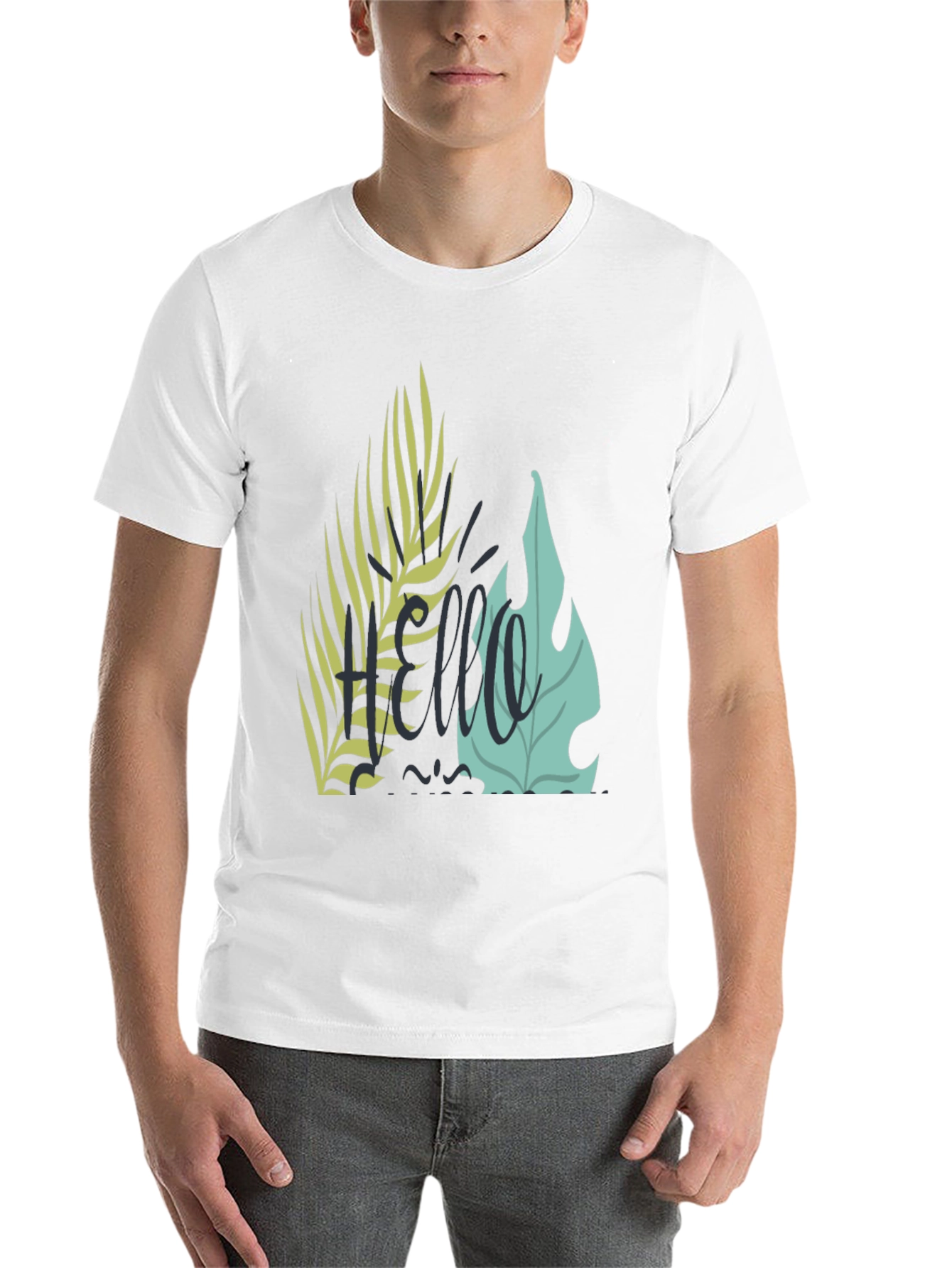 Black Tropical Hello Graphic Black T-Shirt view 14