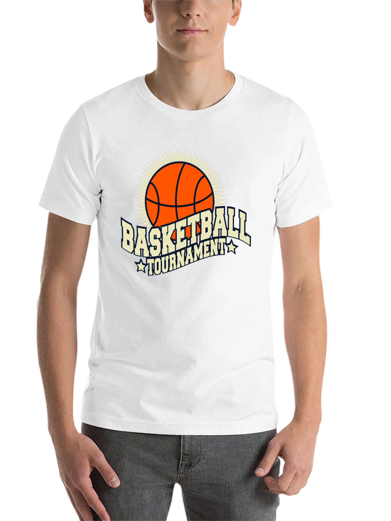 Black Basketball Tournament Graphic Tee - Black Cotton T-Shirt view 14