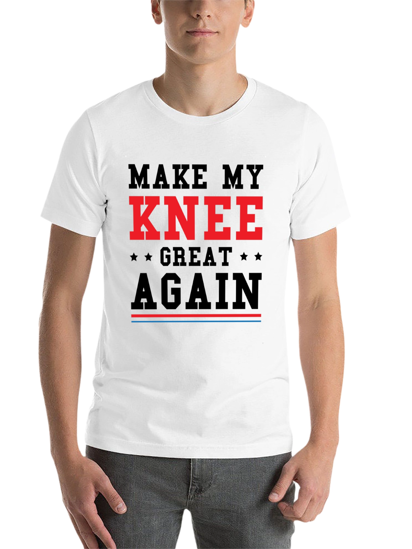 Black Make My Knee Great Again T-Shirt - Funny Recovery Tee view 14