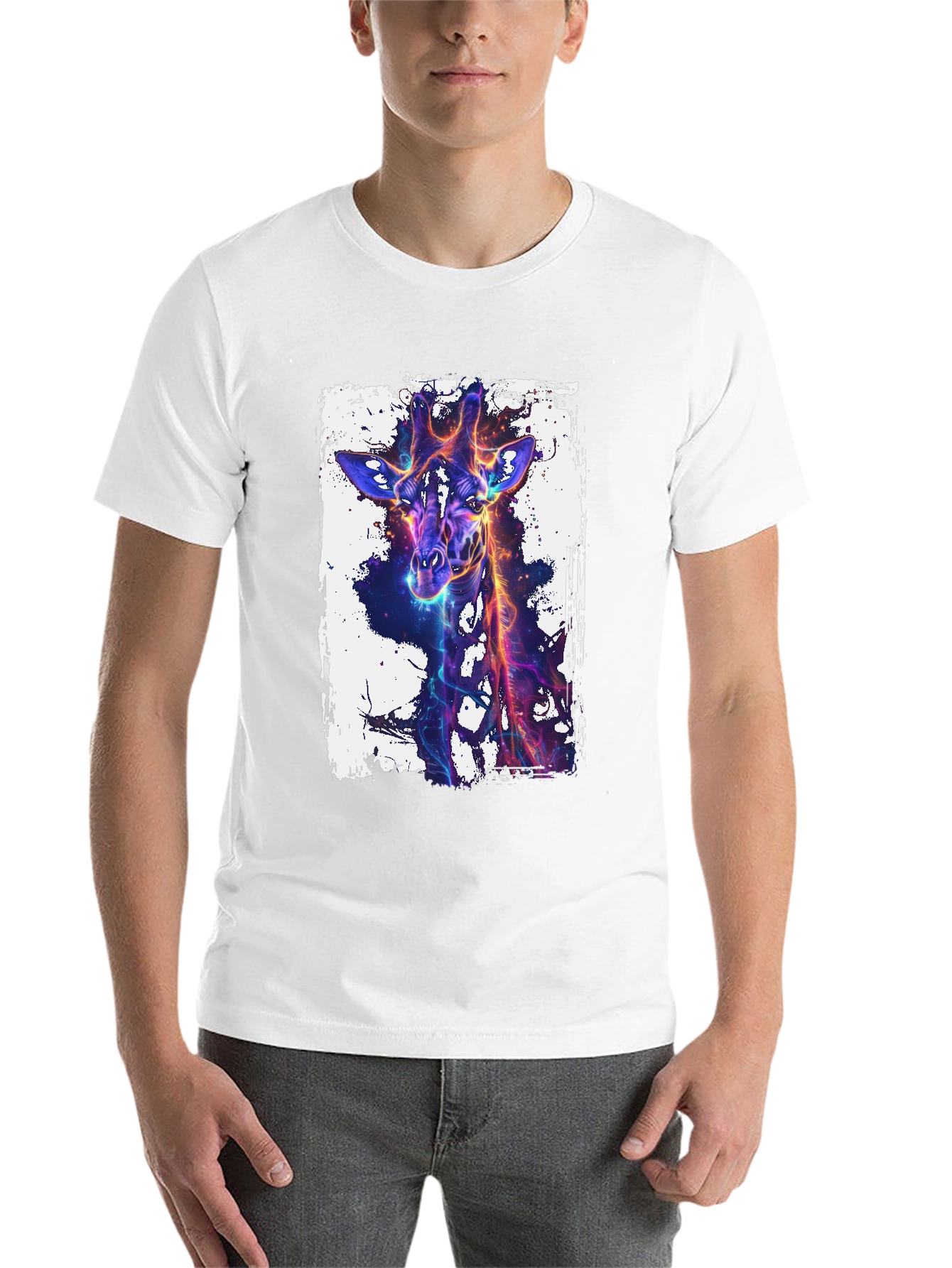 Black Neon Giraffe Graphic Tee - Black view 14