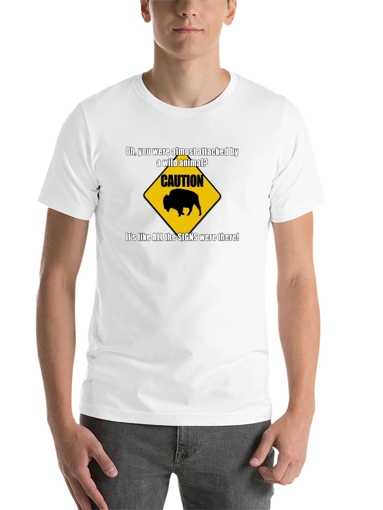 Black Caution Wild Animal Graphic T-Shirt view 14