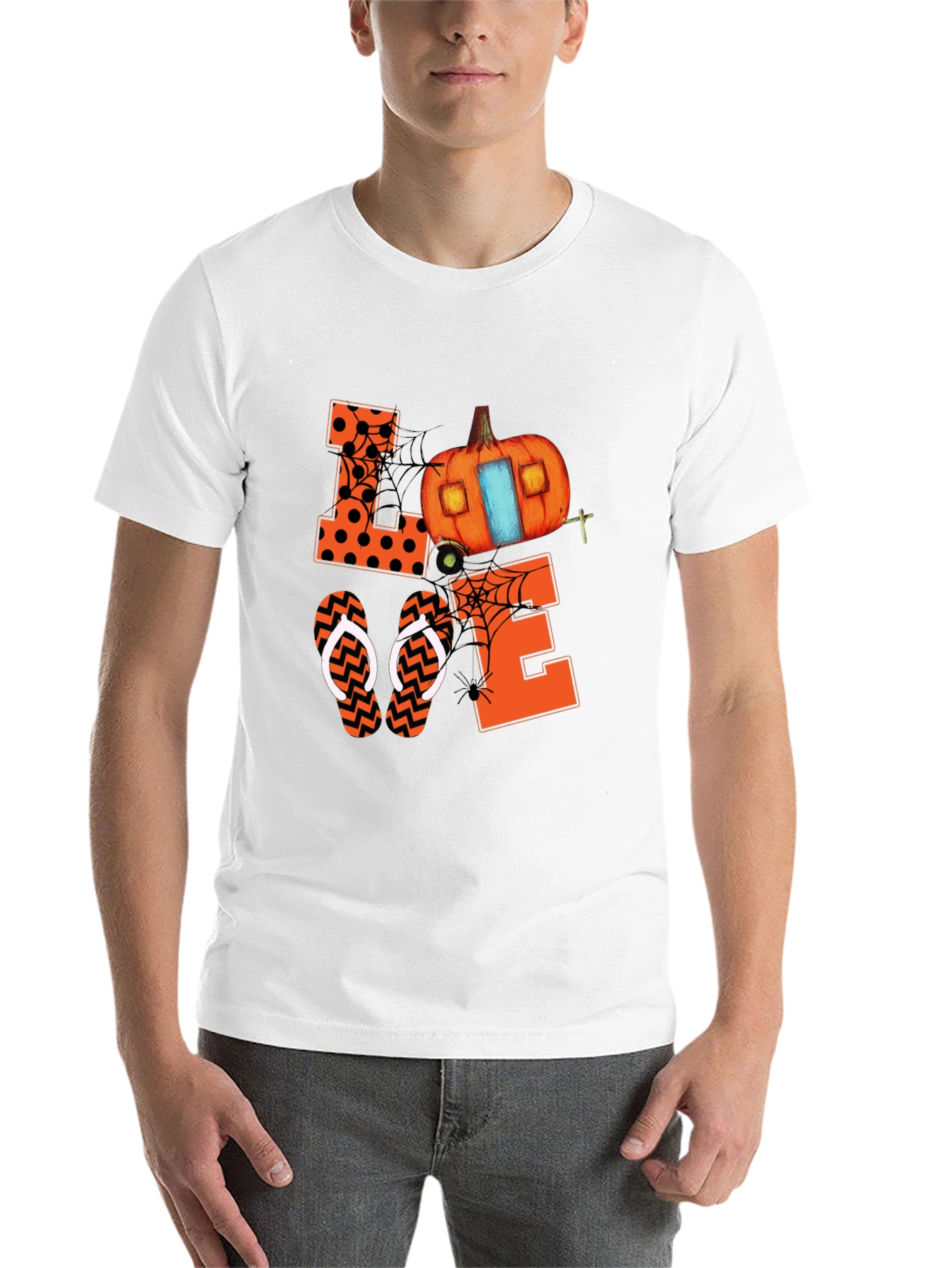 Black Halloween Love Pumpkin Camper T-Shirt view 14