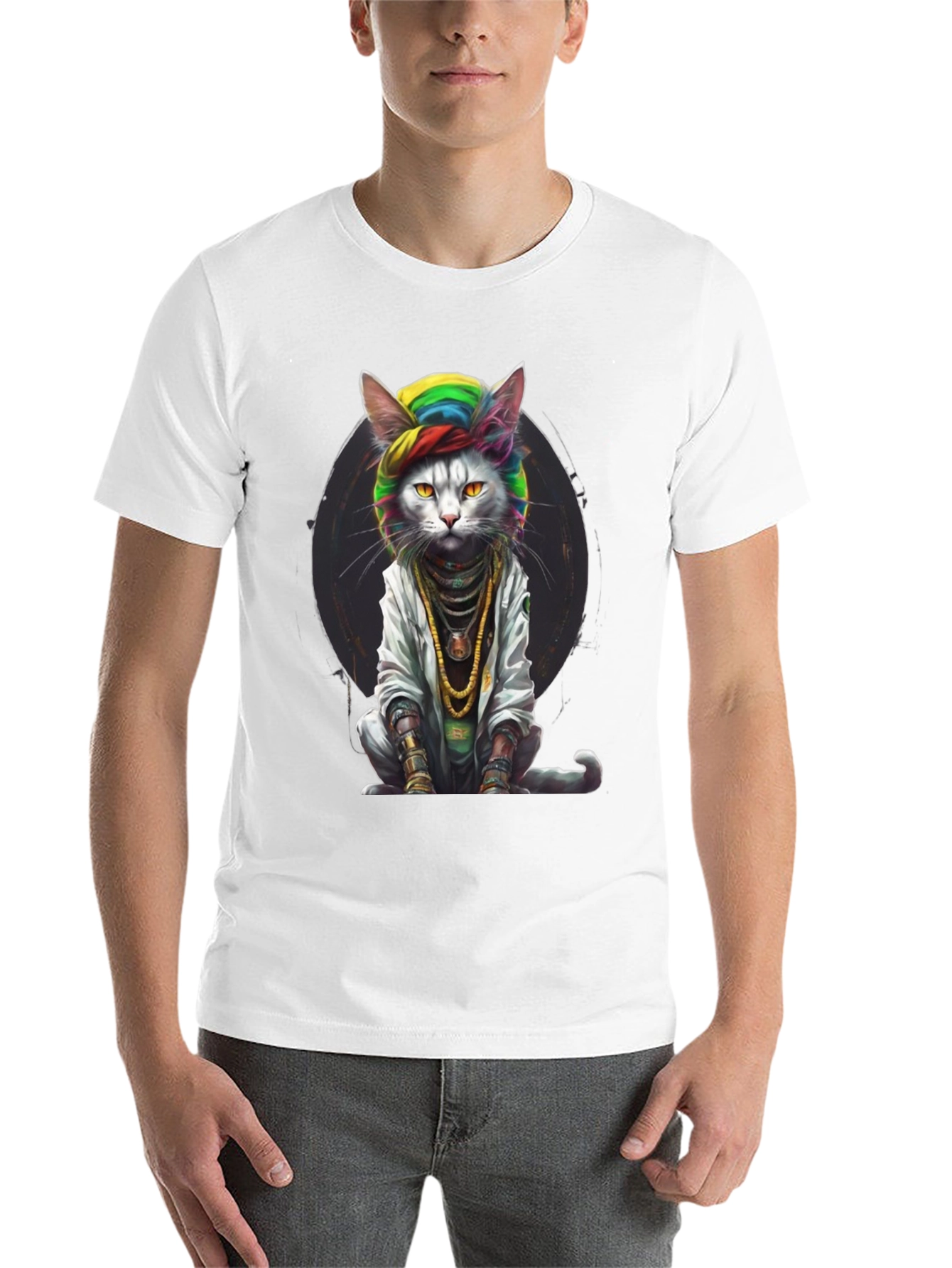 Black Cool Cat Graphic Tee view 14