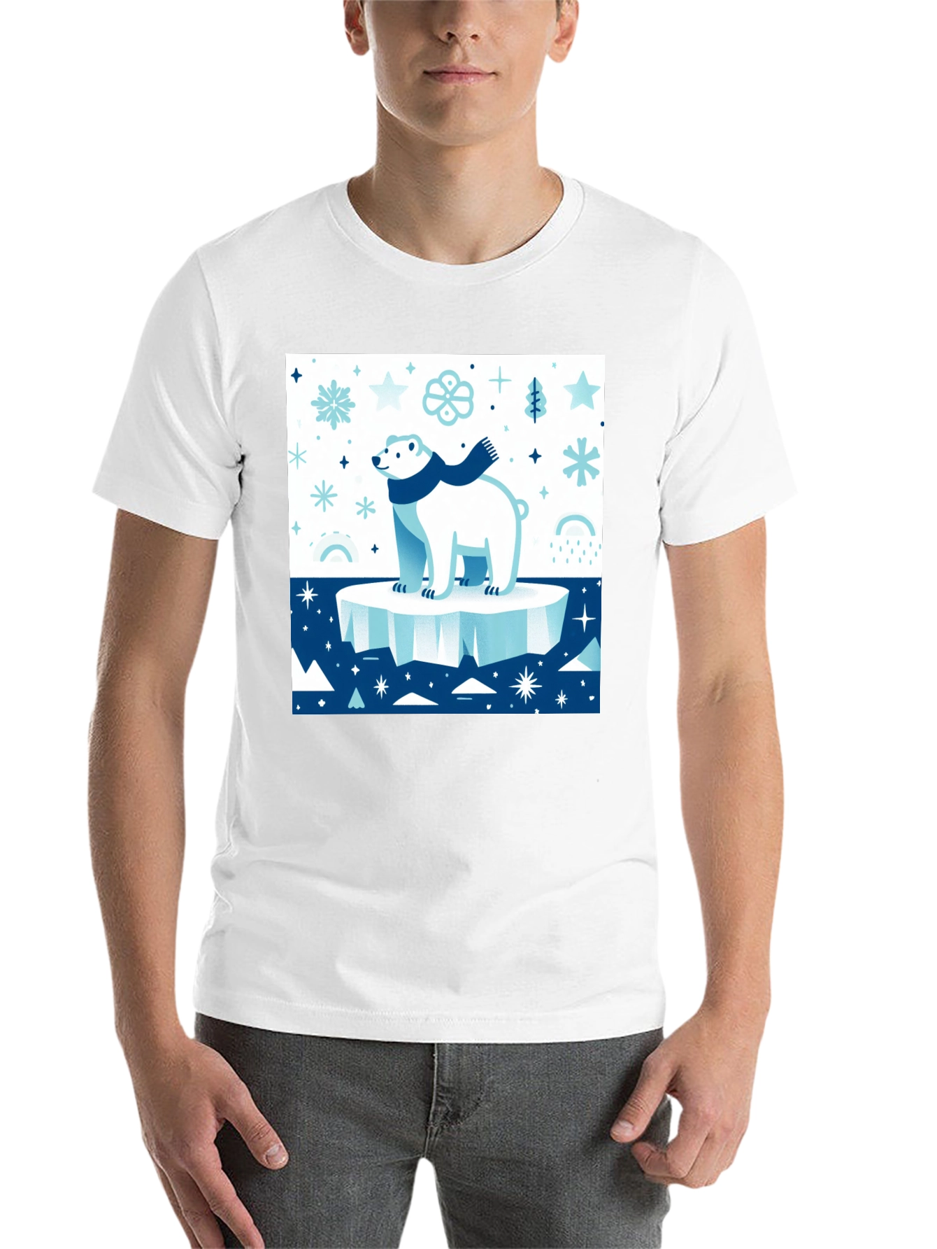 Black Polar Bear Winter Scene Graphic Tee view 14