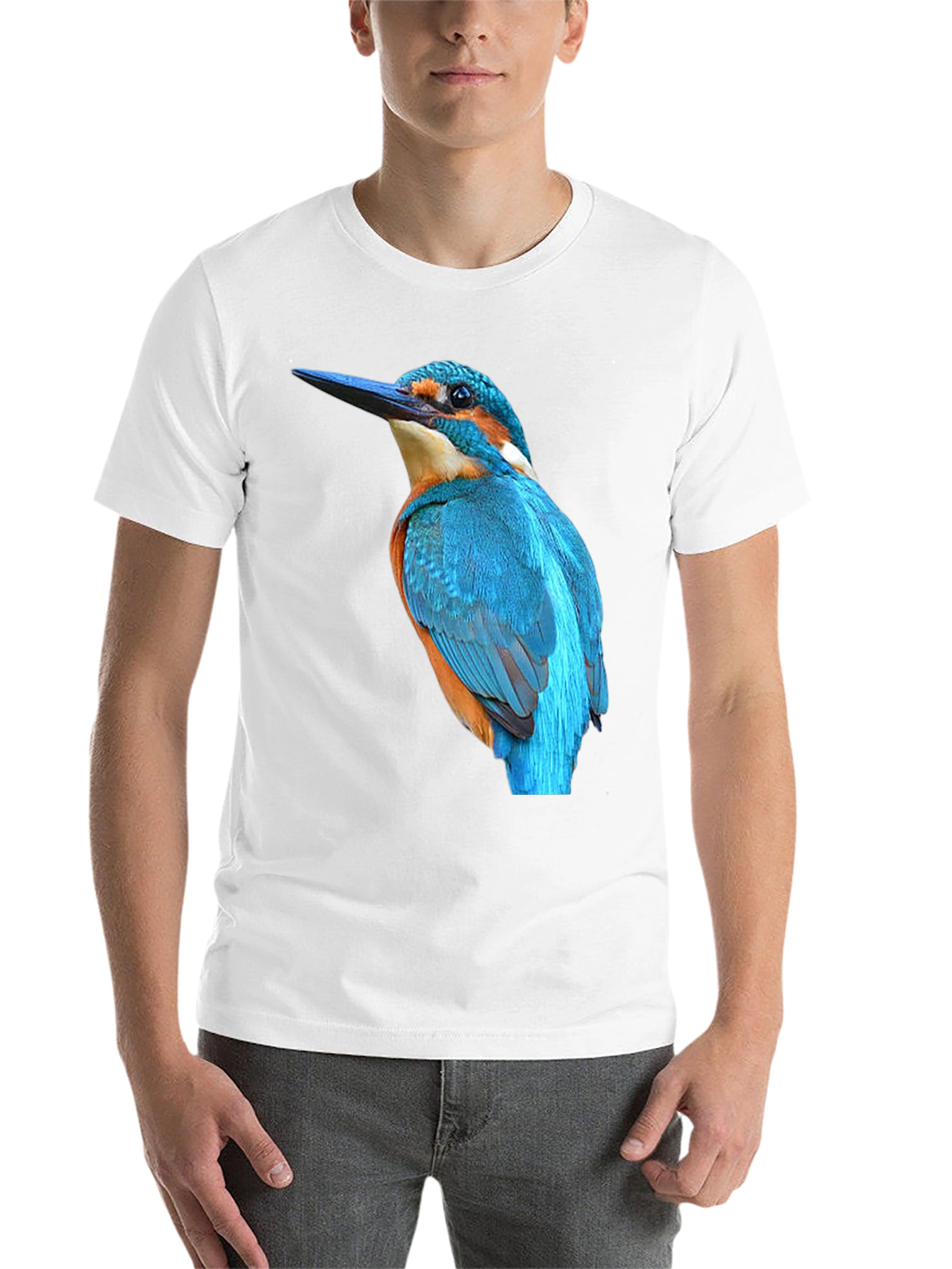 Black Kingfisher Bird Graphic Black T-Shirt view 14